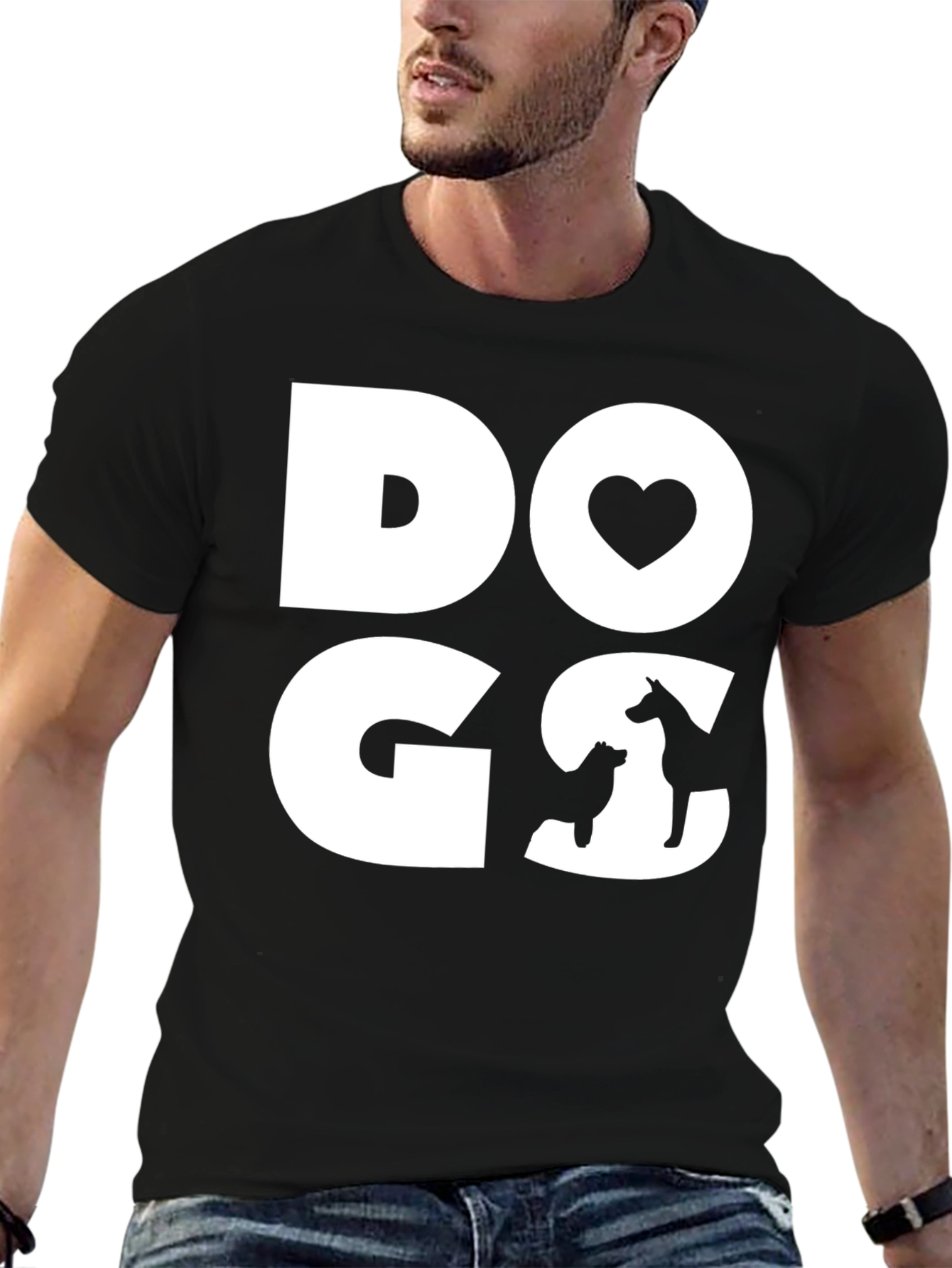 DOGS Love Graphic Tee - Black Cotton Casual T-Shirt