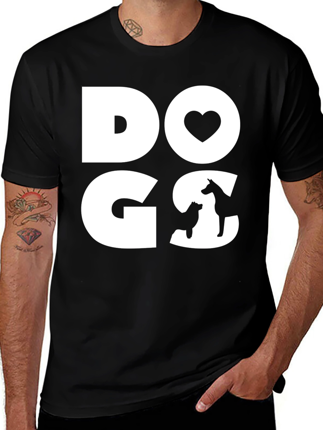 DOGS Love Graphic Tee - Black Cotton Casual T-Shirt