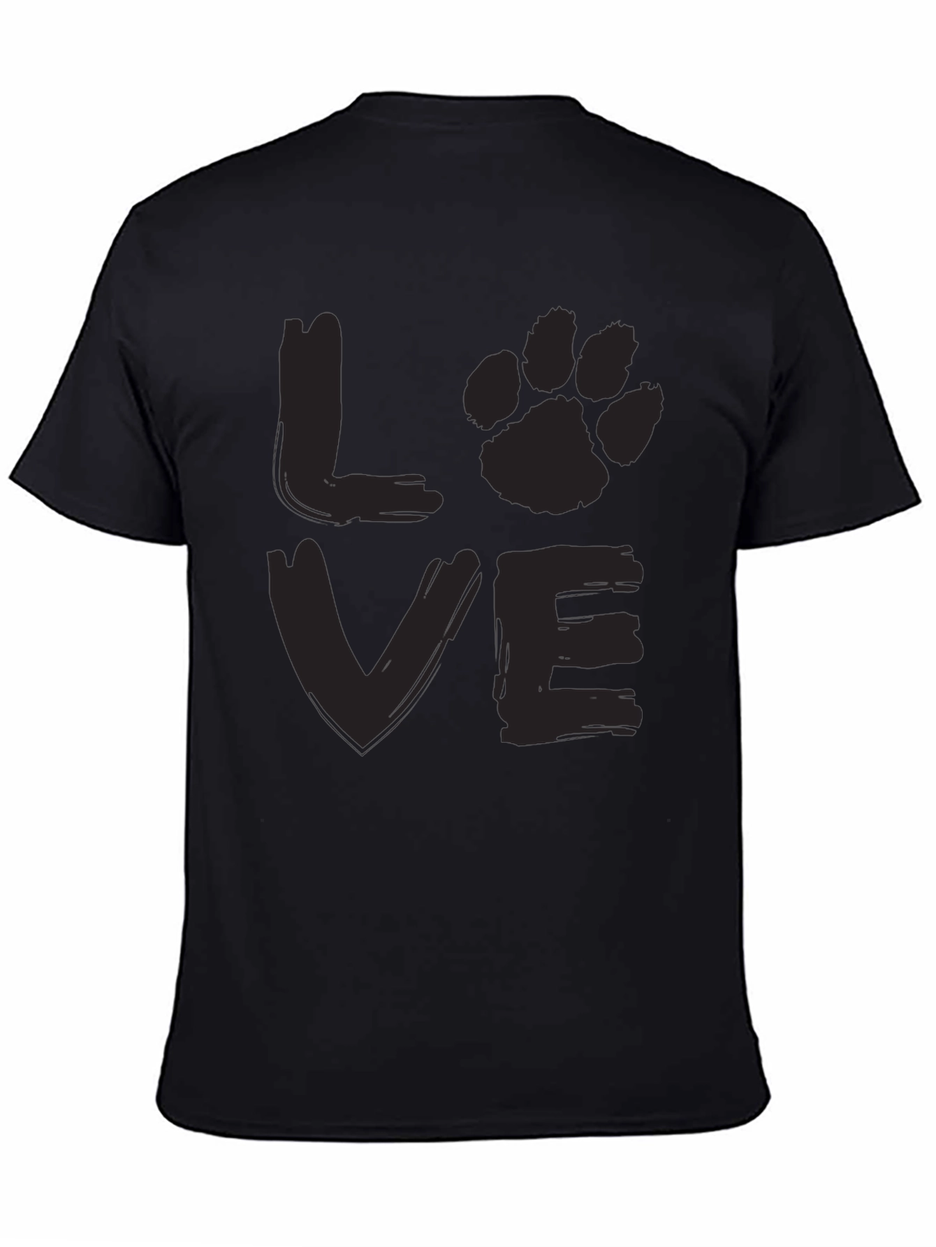 LOVE Dog Paw Print Mens Black Graphic T-Shirt