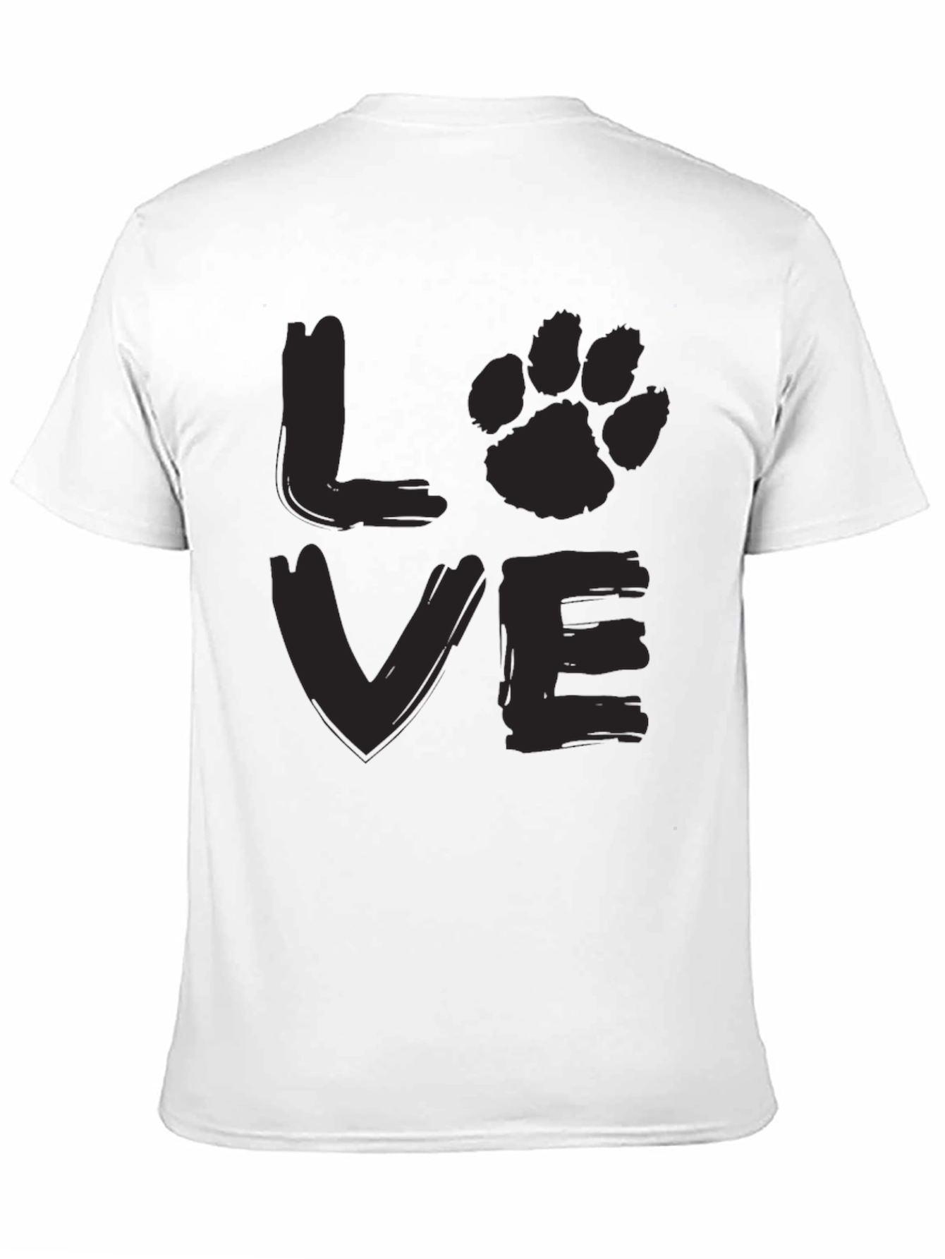 LOVE Dog Paw Print Mens Black Graphic T-Shirt