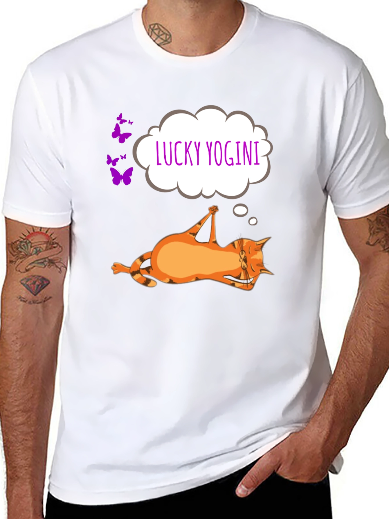 Lucky Yogini Cat T-Shirt - Funny Yoga Lover Tee