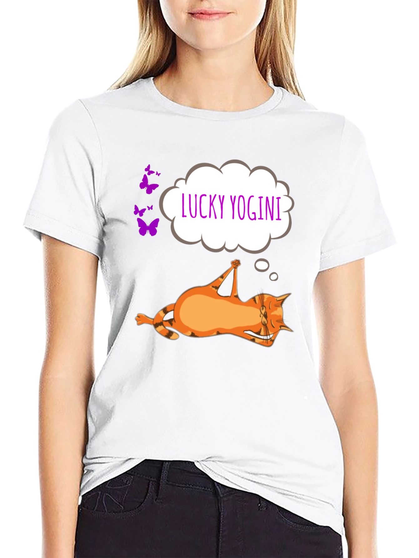 Lucky Yogini Cat T-Shirt - Funny Yoga Lover Tee