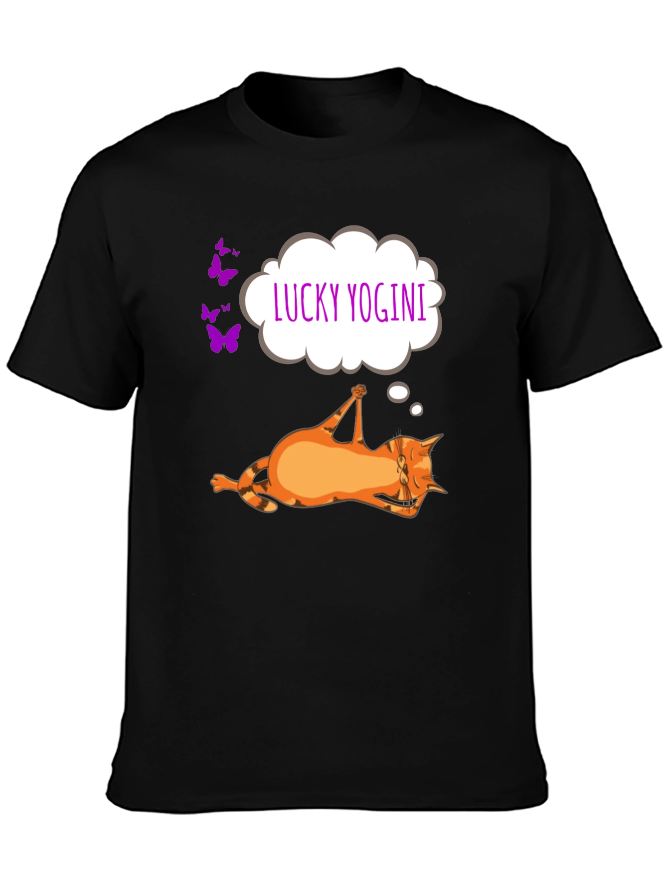 Lucky Yogini Cat T-Shirt - Funny Yoga Lover Tee