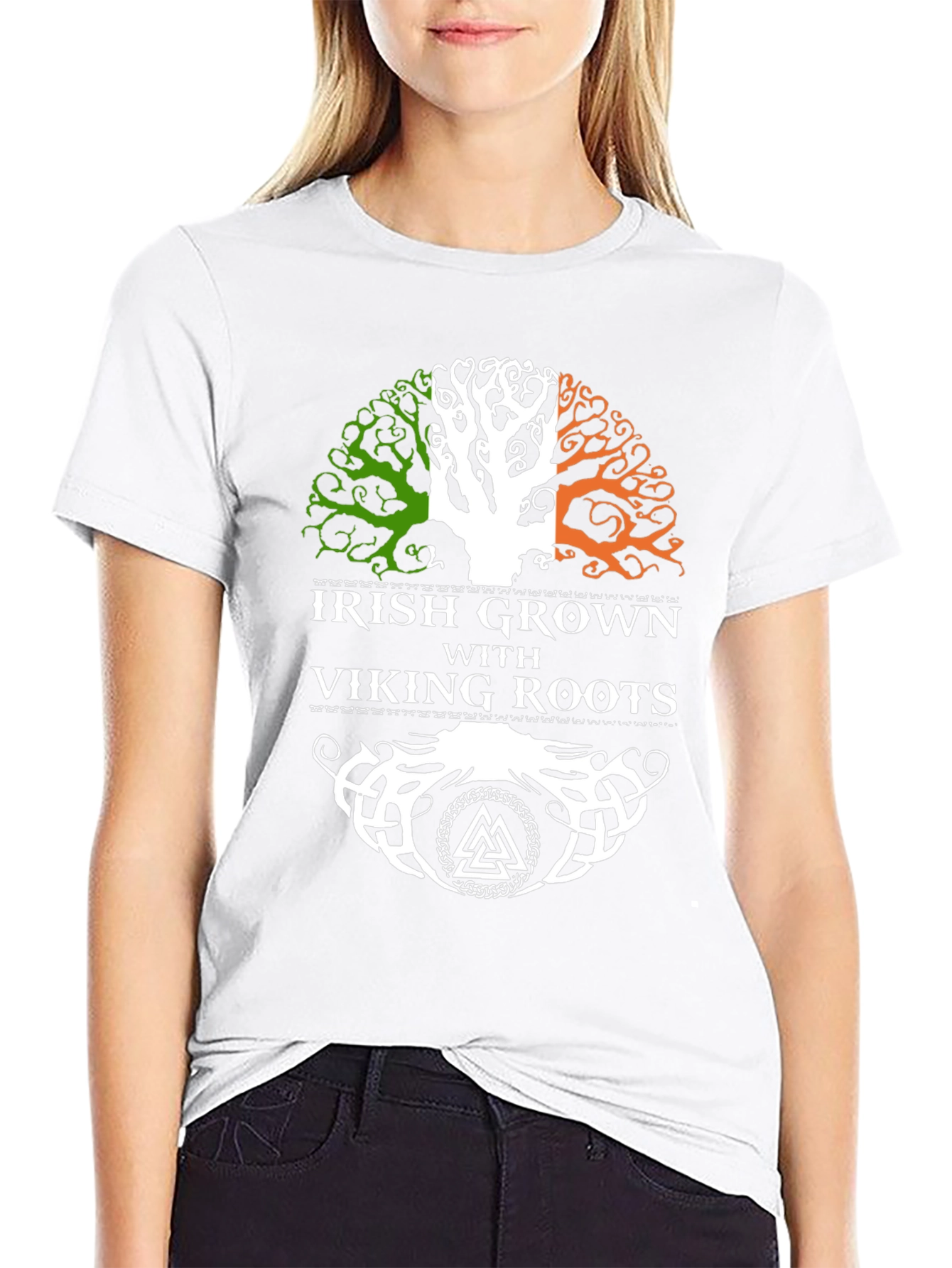 Irish Grown with Viking Roots Black T-Shirt