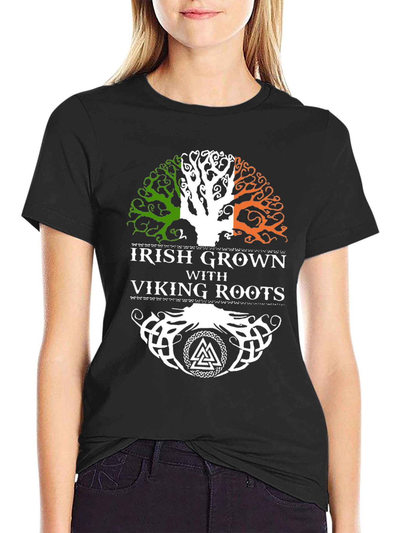 Irish Grown with Viking Roots Black T-Shirt