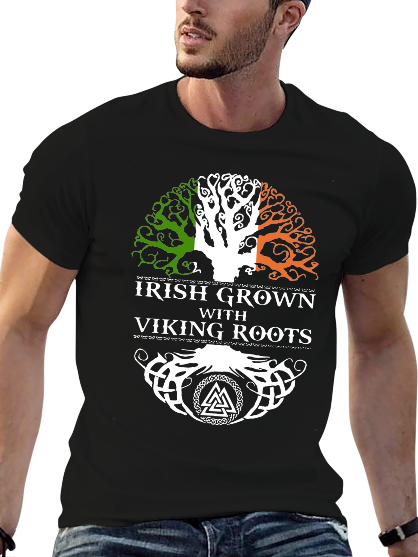 Irish Grown with Viking Roots Black T-Shirt