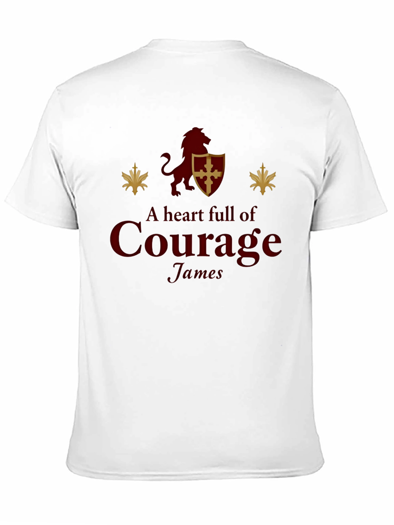 A Heart Full of Courage Lion Shield Black T-Shirt