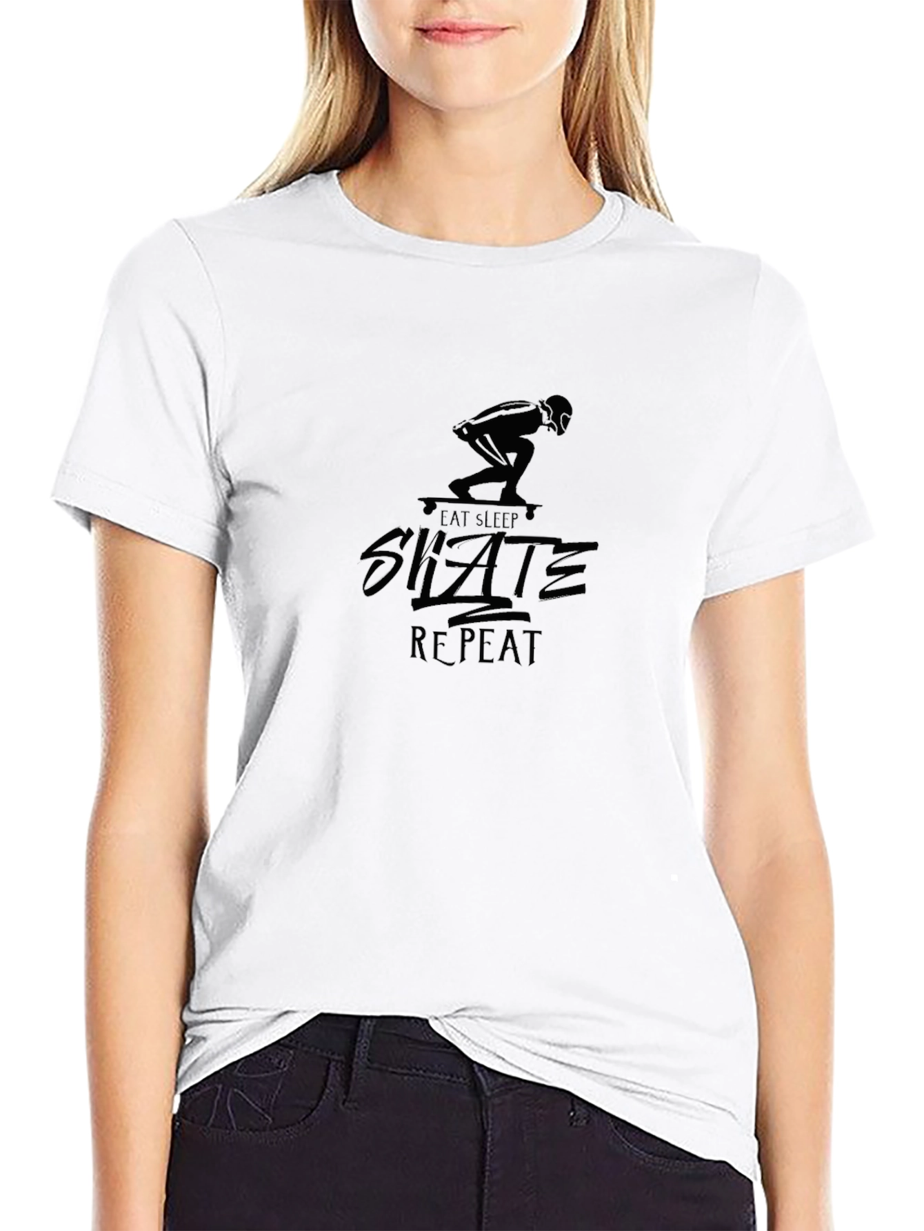 Eat Sleep Skate Repeat Black Graphic Tee
