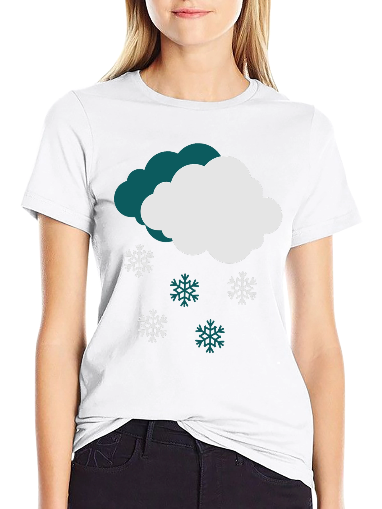 Snowy Cloud Graphic Tee - Winter Holiday Style