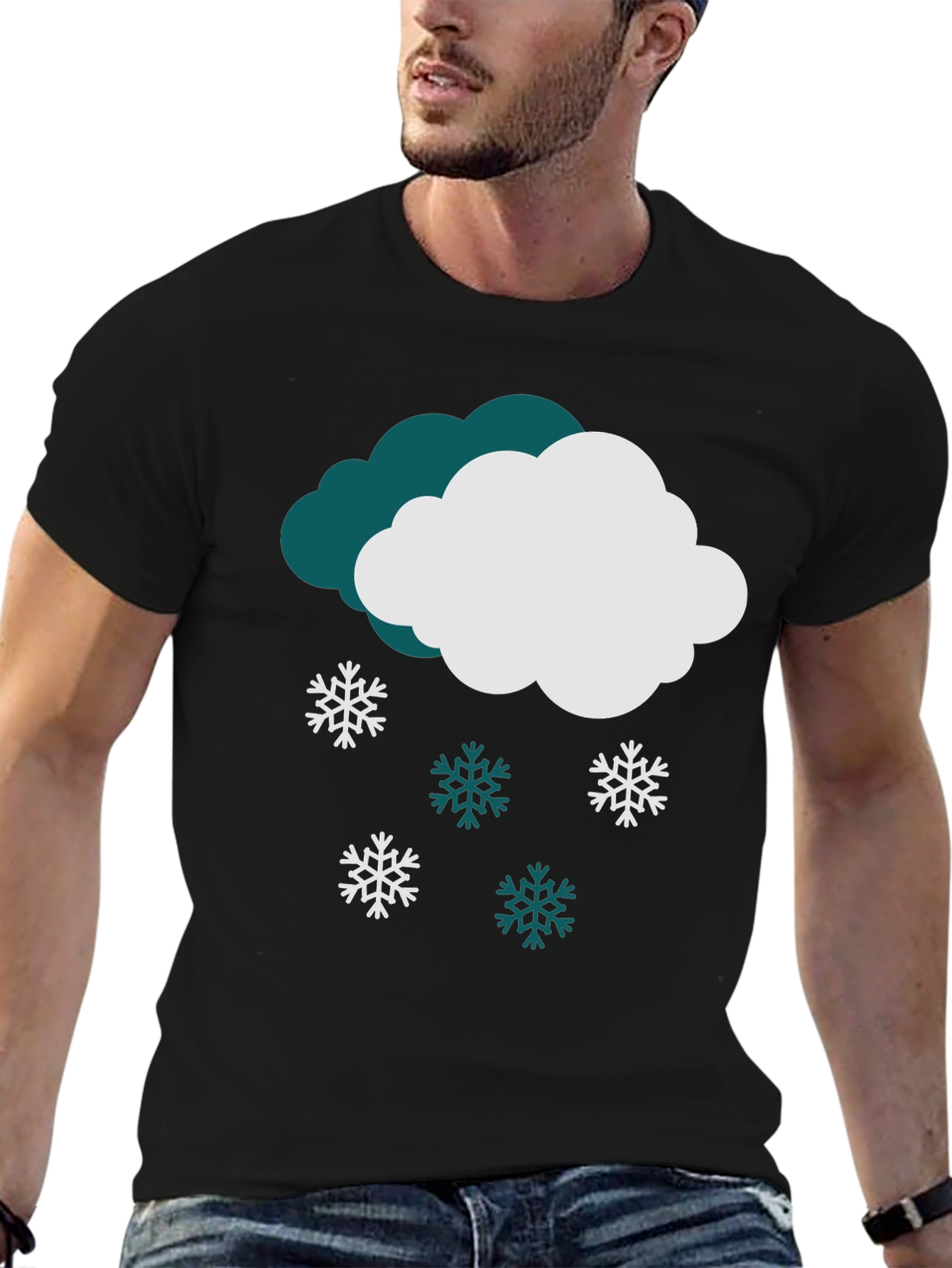Snowy Cloud Graphic Tee - Winter Holiday Style