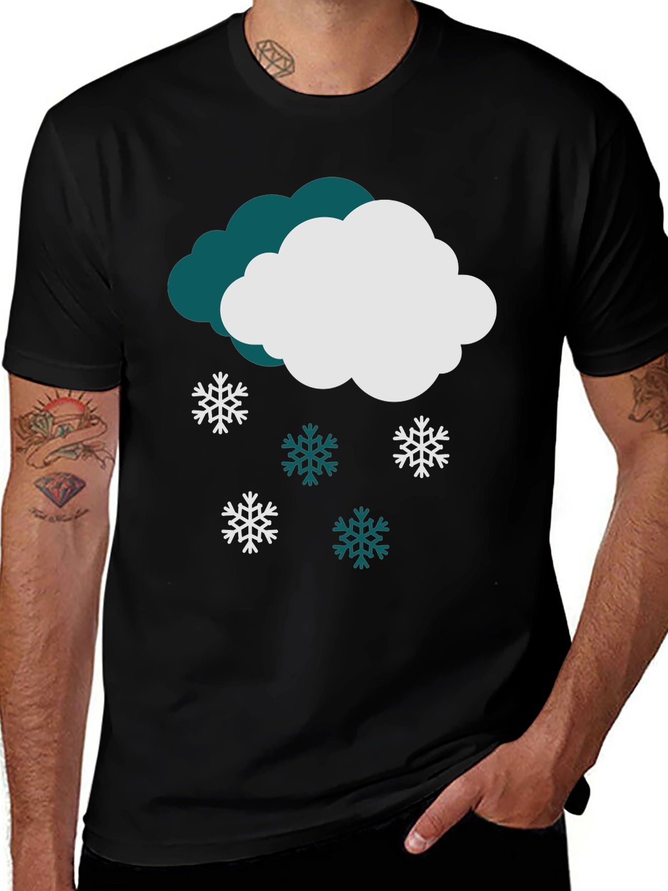 Snowy Cloud Graphic Tee - Winter Holiday Style