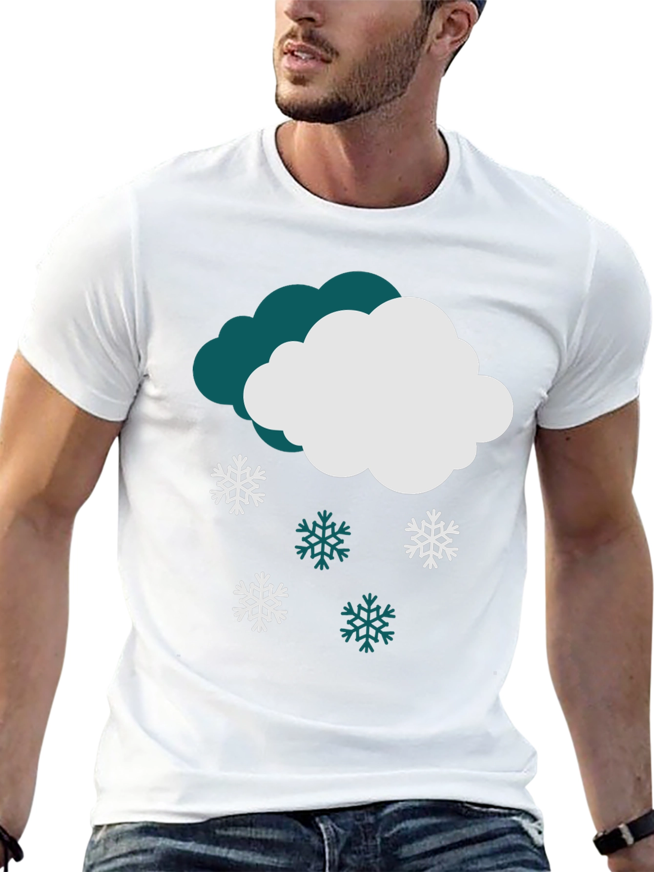 Snowy Cloud Graphic Tee - Winter Holiday Style