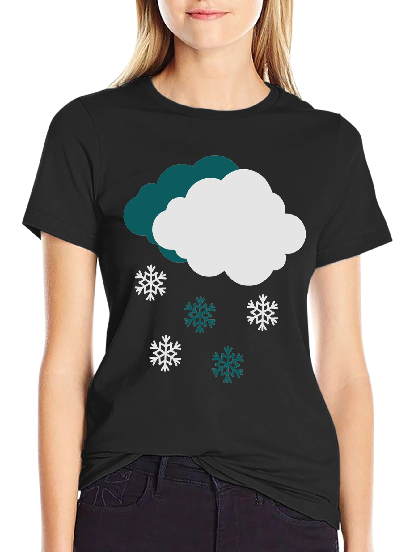 Snowy Cloud Graphic Tee - Winter Holiday Style