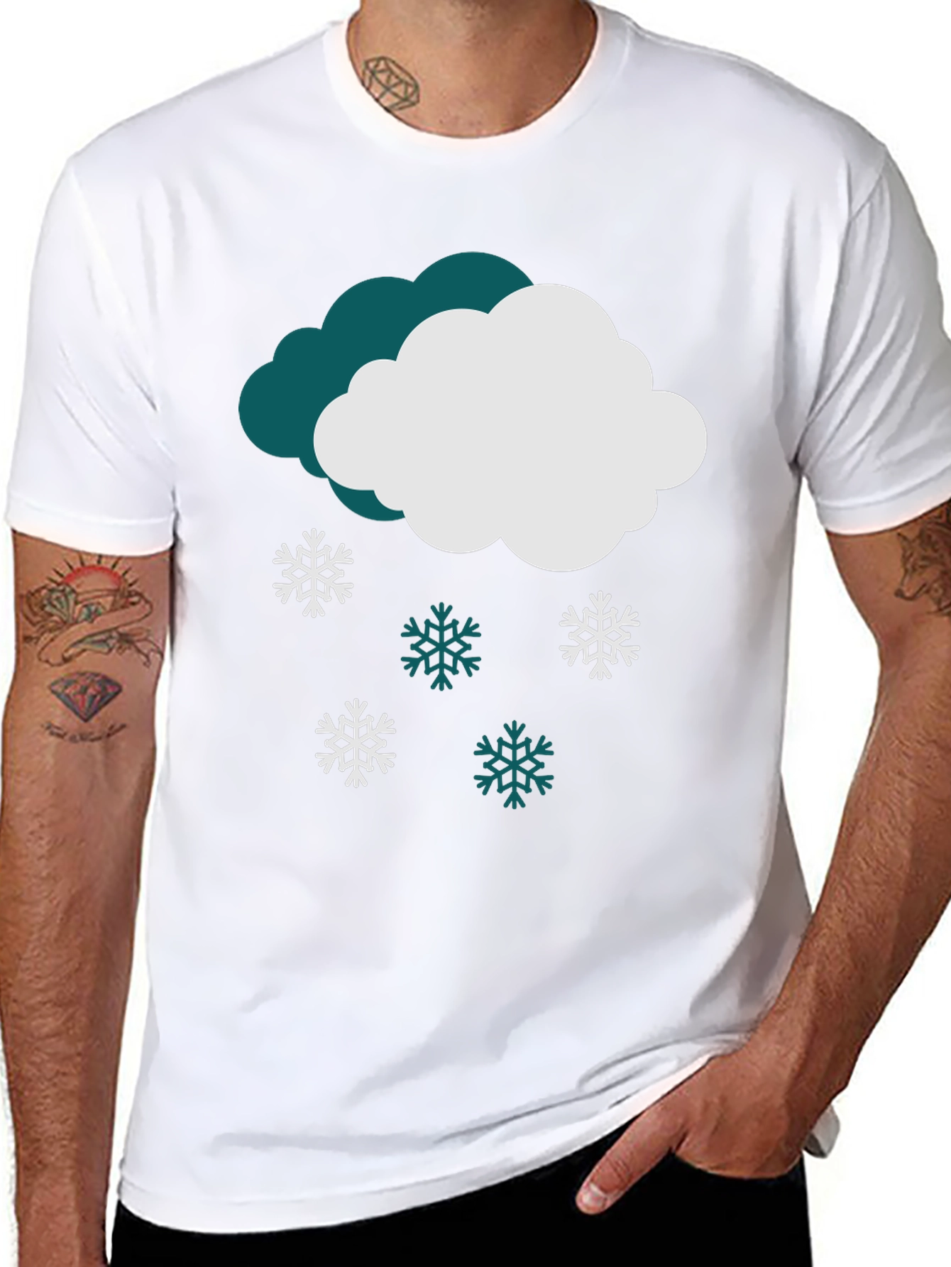 Snowy Cloud Graphic Tee - Winter Holiday Style