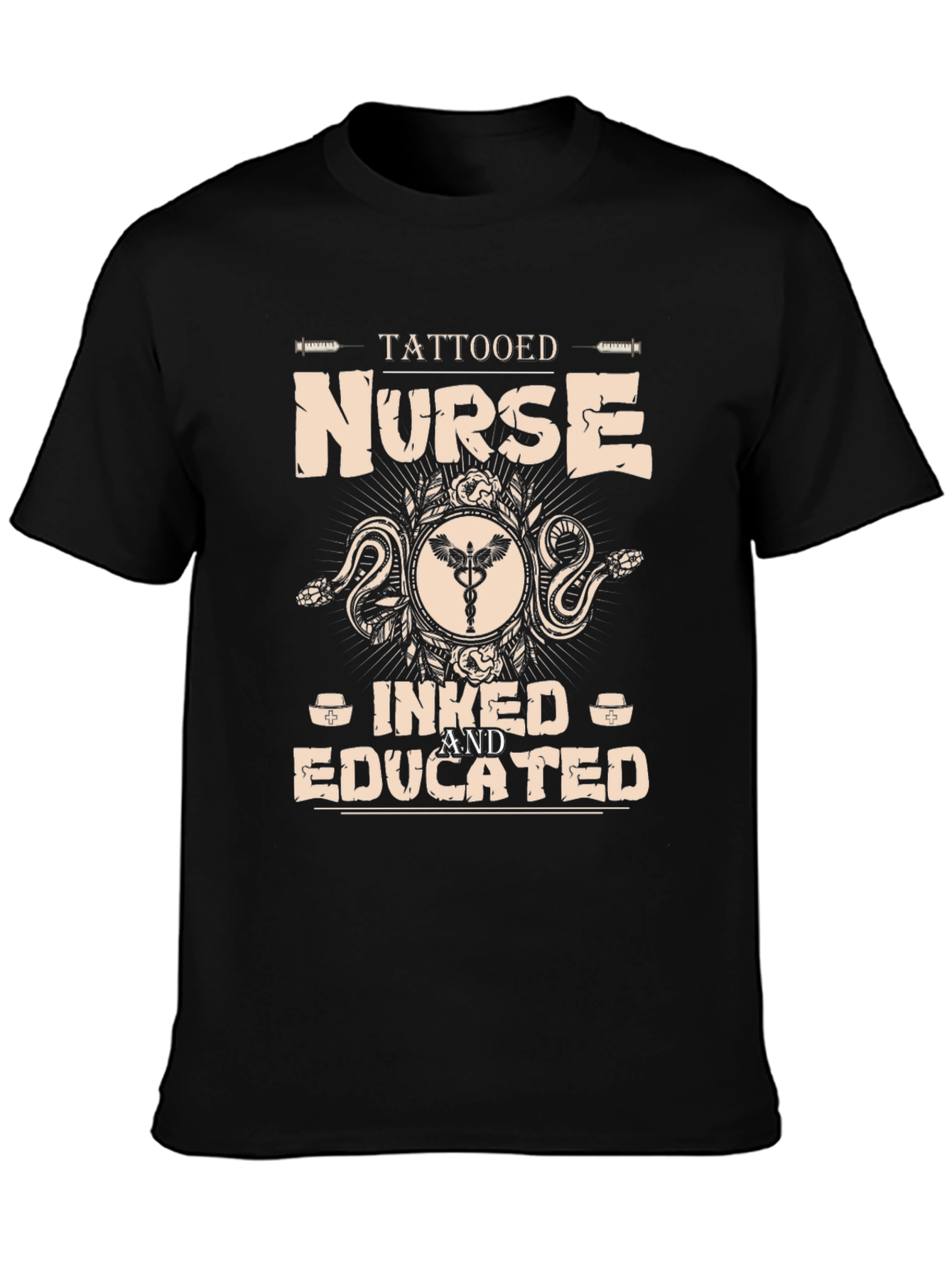 Tattooed Nurse Graphic Tee - Inked & Educated T-Shirt