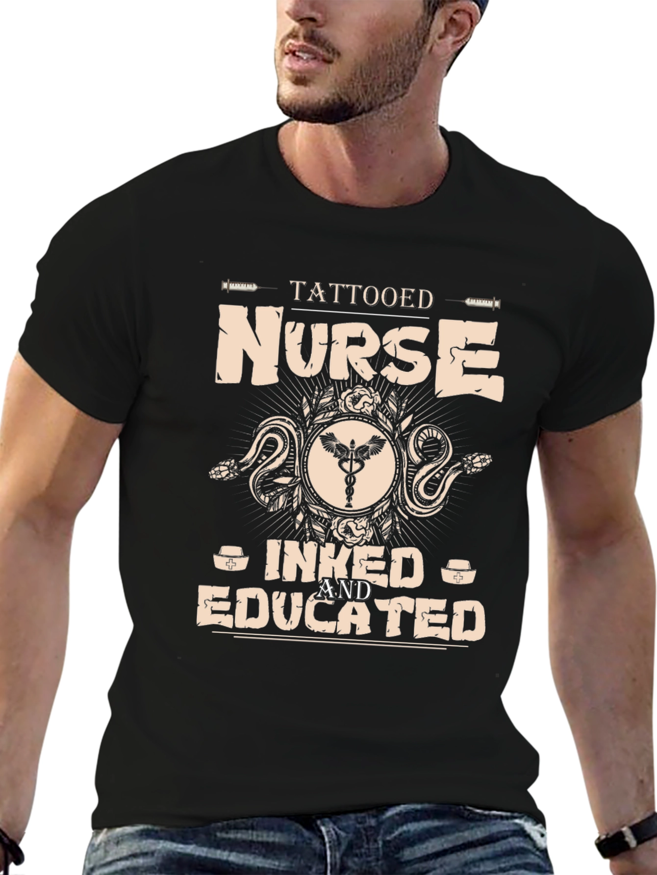 Tattooed Nurse Graphic Tee - Inked & Educated T-Shirt