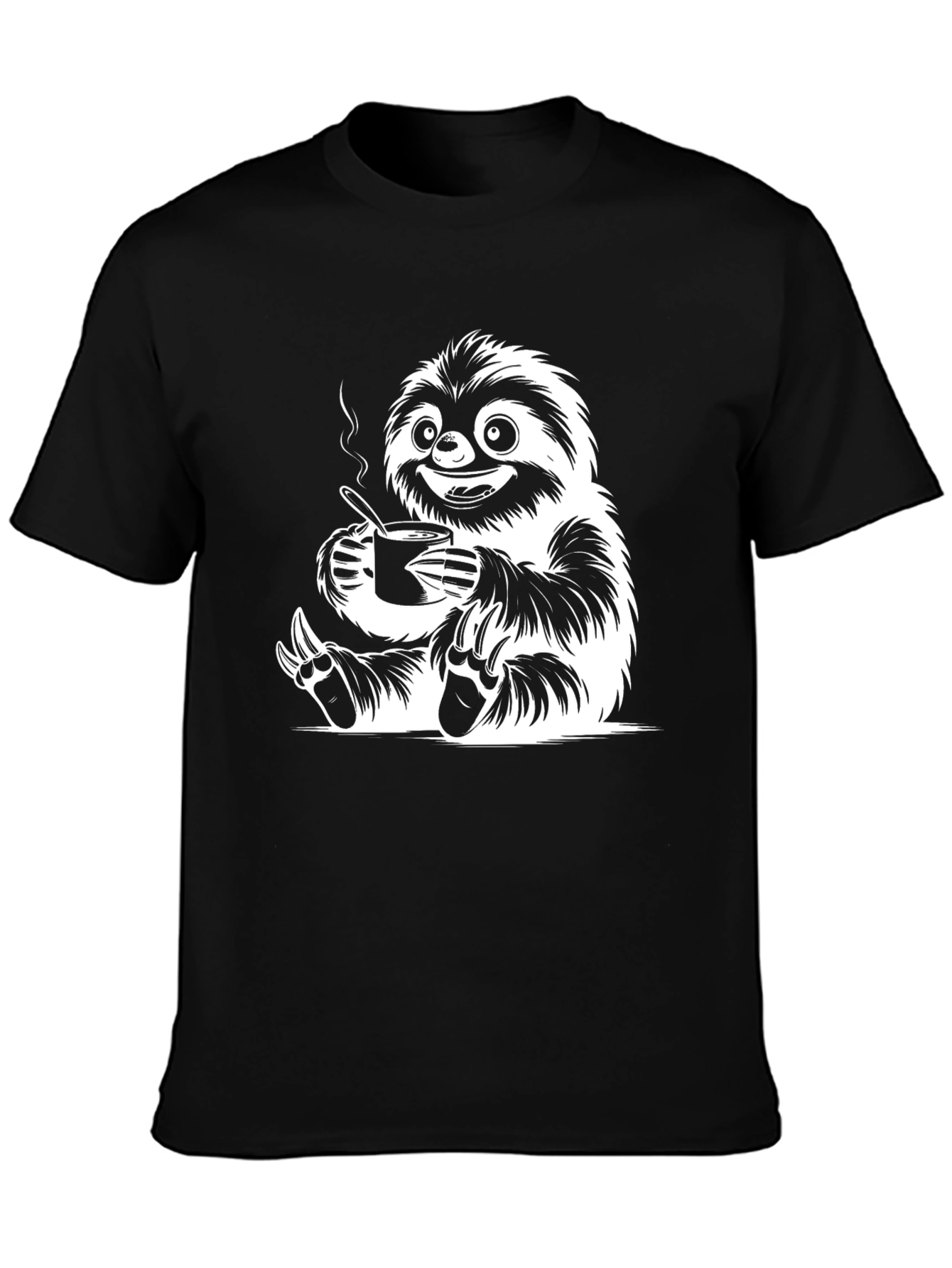 Sloth Coffee Black Graphic Tee