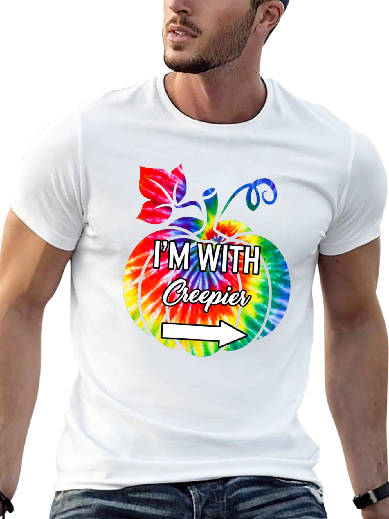 Creepier Halloween Tie-Dye Pumpkin Graphic T-Shirt