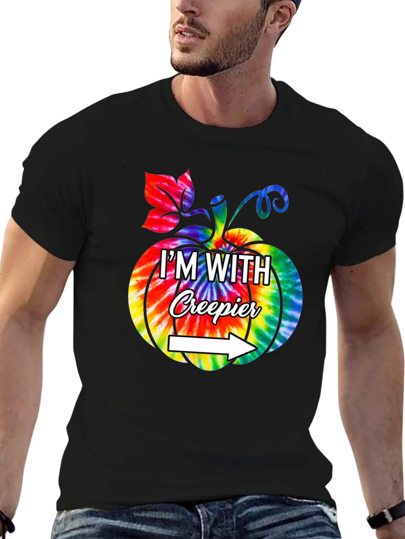 Creepier Halloween Tie-Dye Pumpkin Graphic T-Shirt