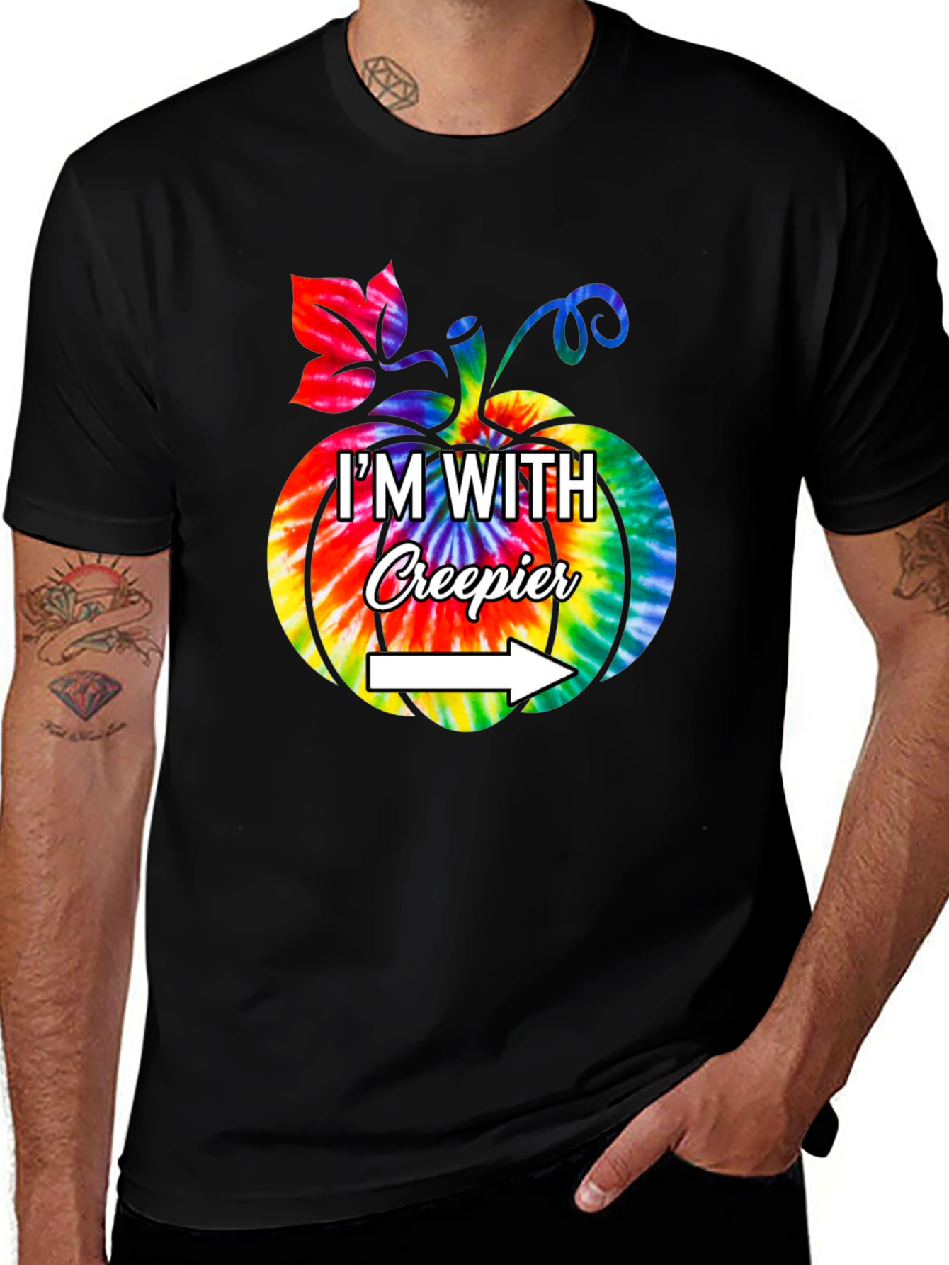 Creepier Halloween Tie-Dye Pumpkin Graphic T-Shirt