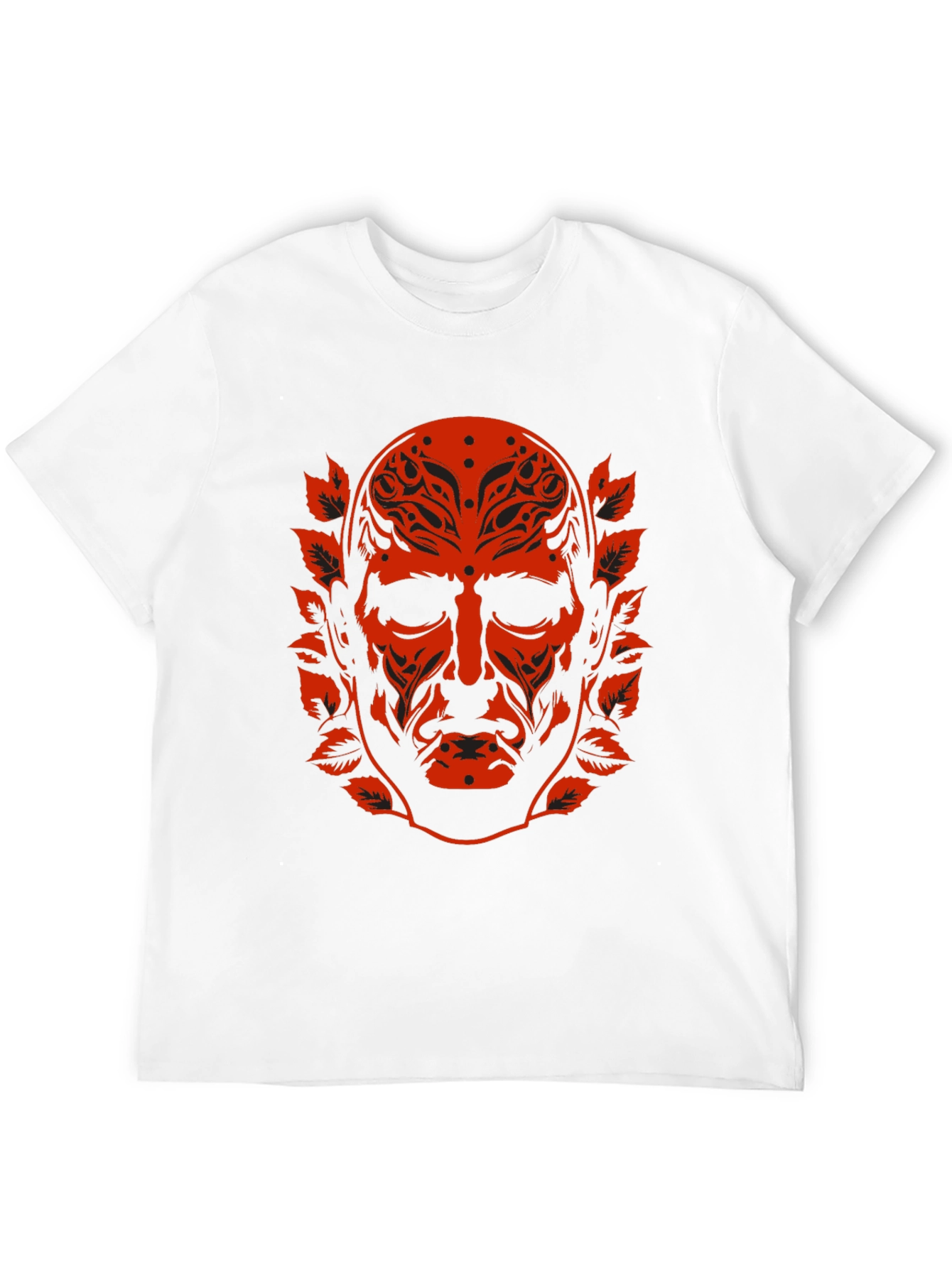 Ornate Red Face Graphic Black T-Shirt
