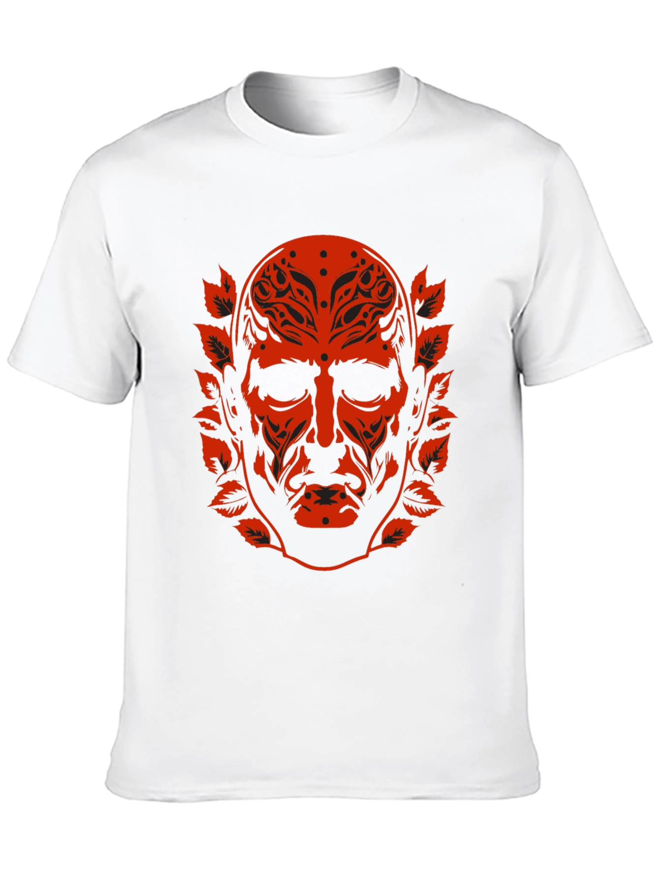 Ornate Red Face Graphic Black T-Shirt