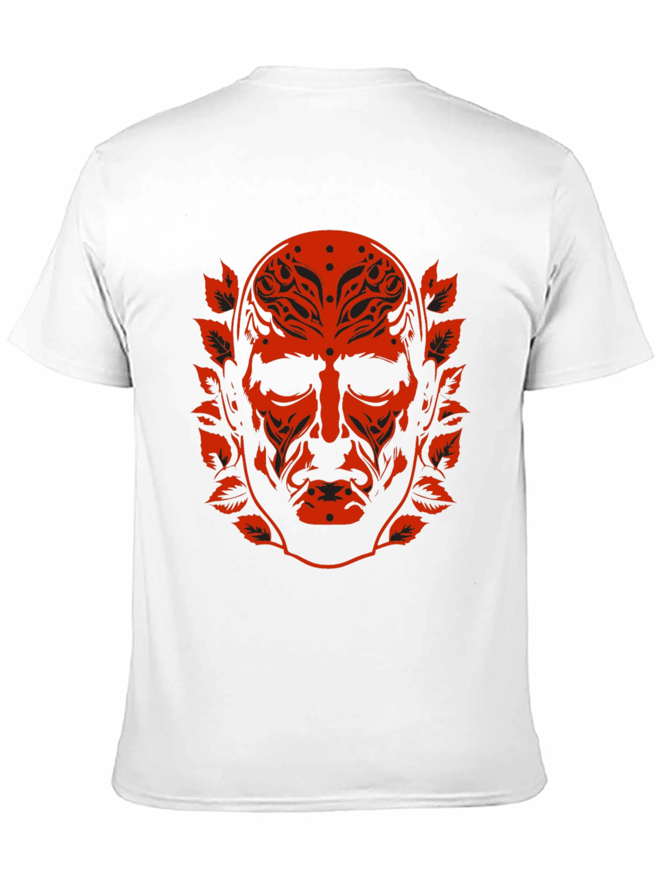 Ornate Red Face Graphic Black T-Shirt