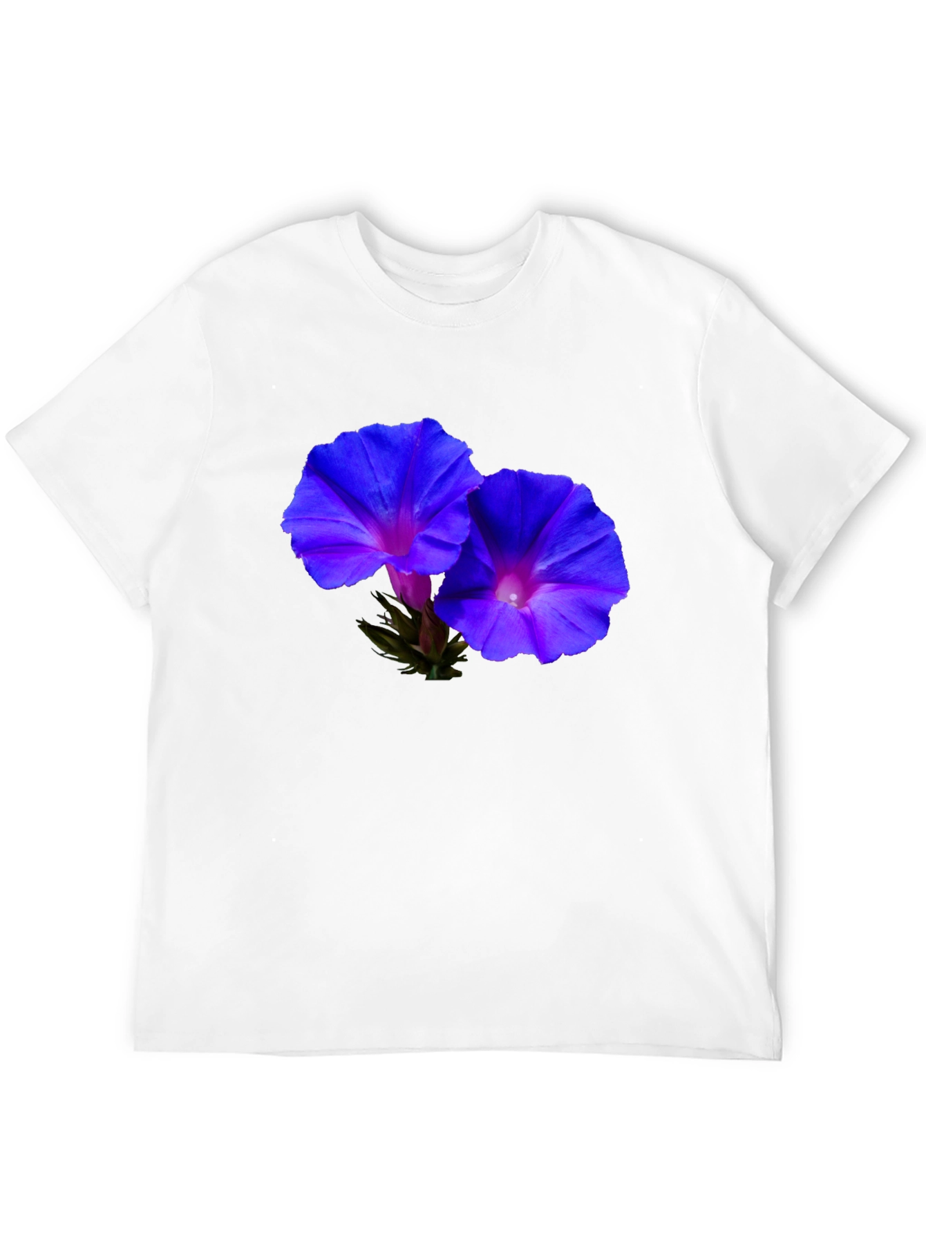 Floral Morning Glory Print Black T-Shirt