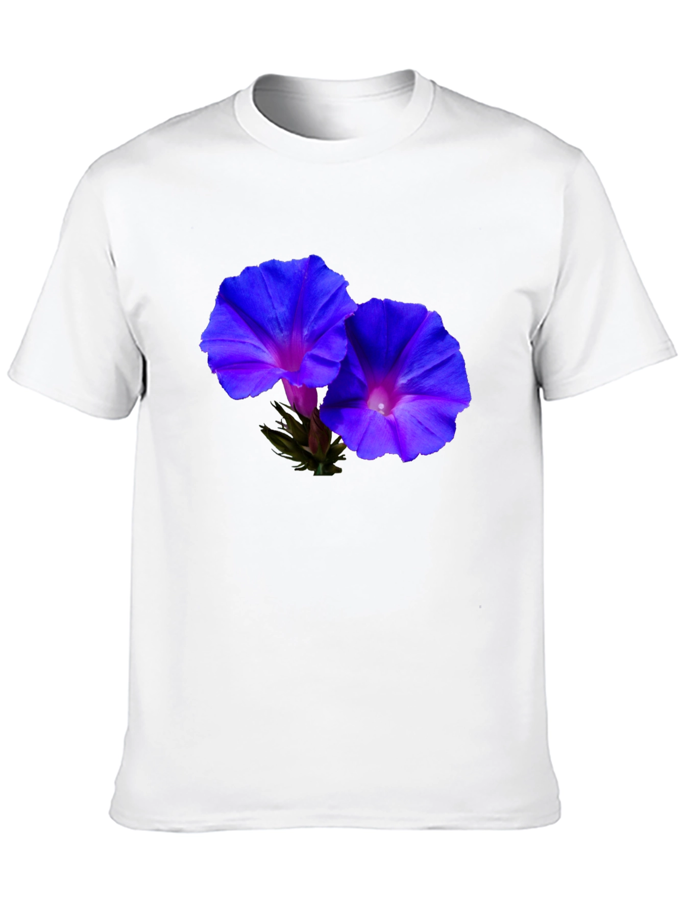 Floral Morning Glory Print Black T-Shirt