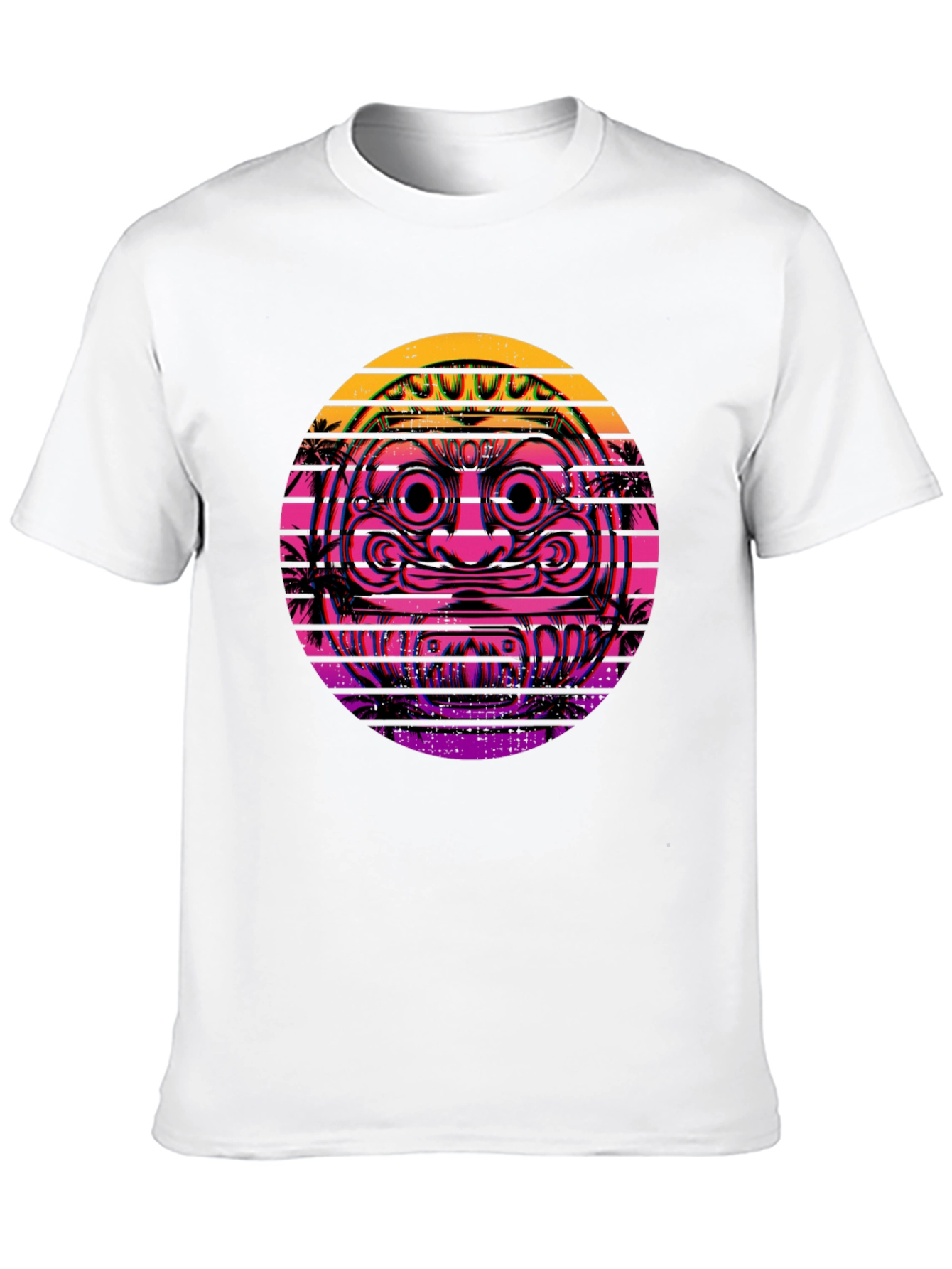 Retro Vaporwave Daruma Doll Graphic Tee