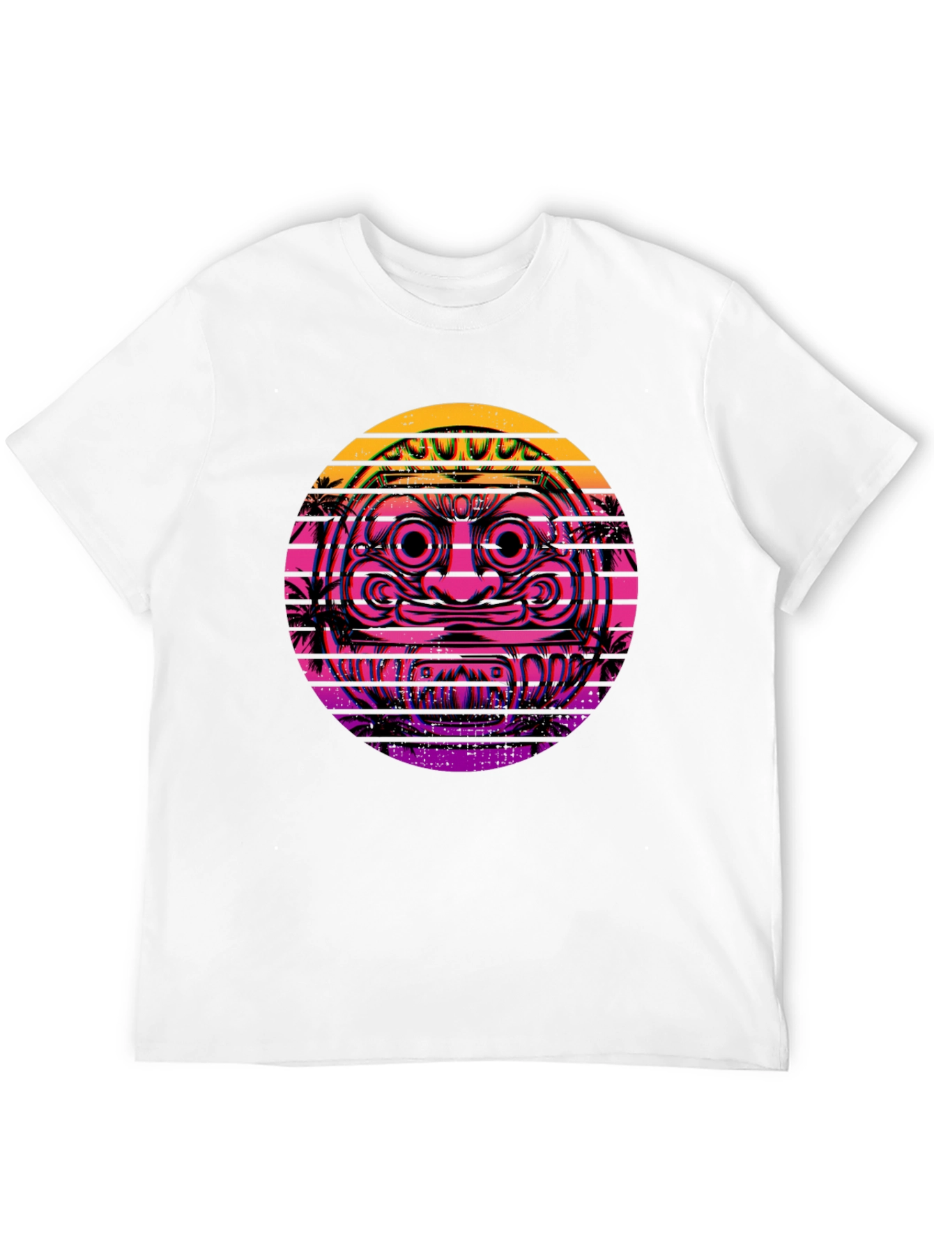 Retro Vaporwave Daruma Doll Graphic Tee
