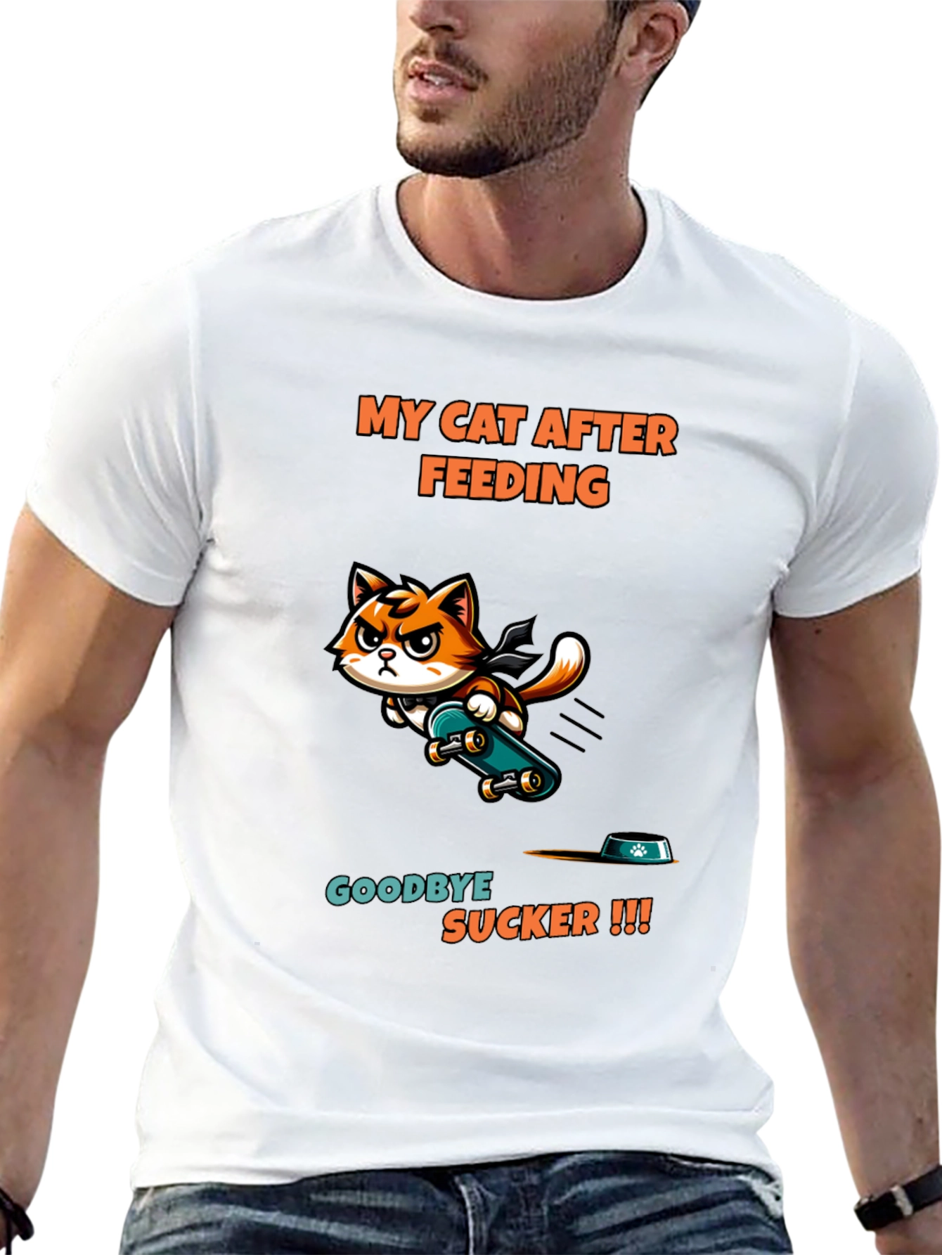 My Cat After Feeding Black T-Shirt