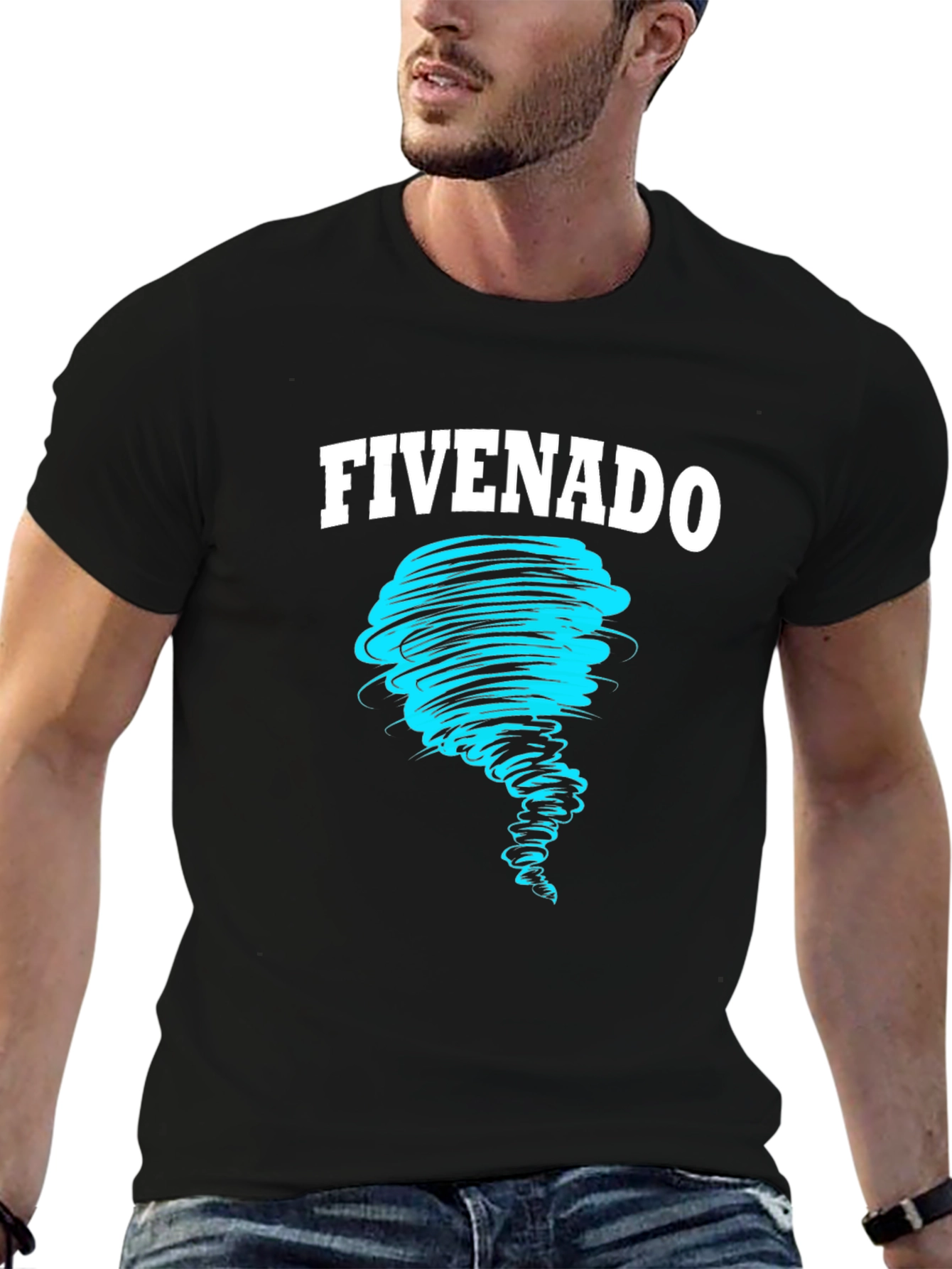 FIVENADO Tornado Graphic Print Black T-Shirt