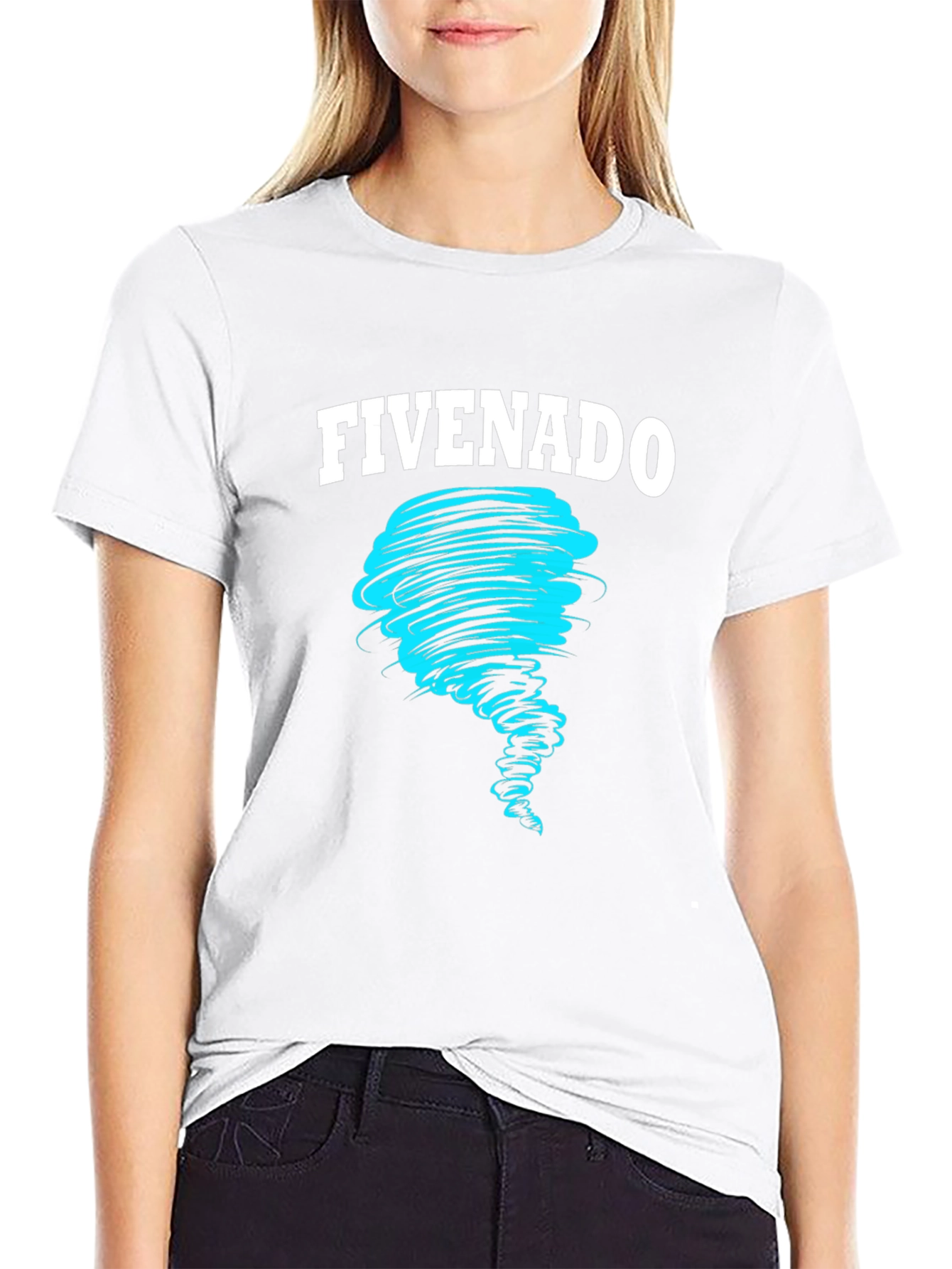 FIVENADO Tornado Graphic Print Black T-Shirt