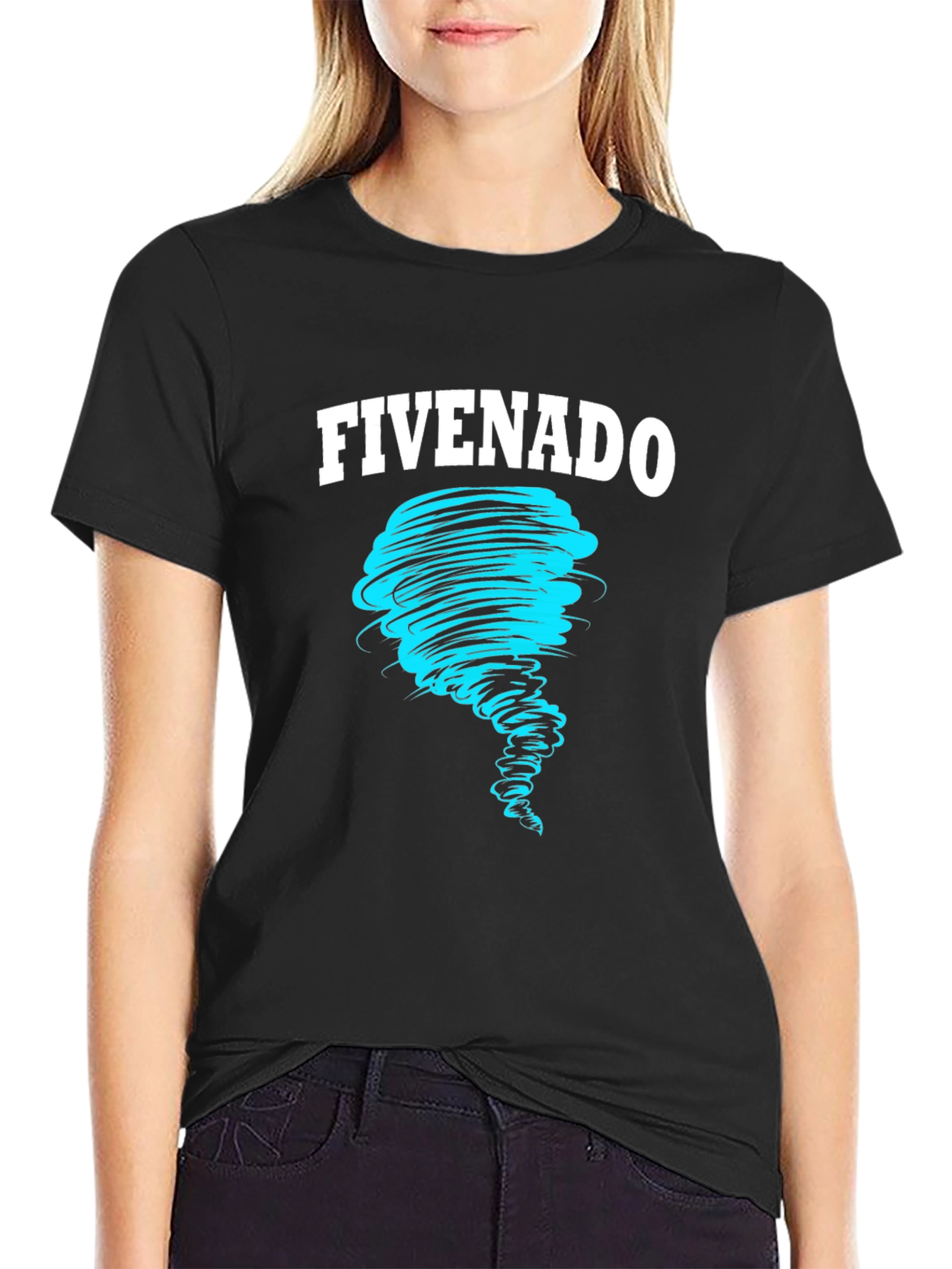 FIVENADO Tornado Graphic Print Black T-Shirt