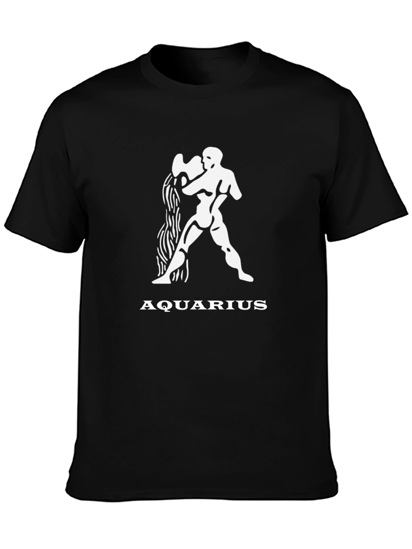 Aquarius Zodiac Graphic Tee - Black Cotton Blend