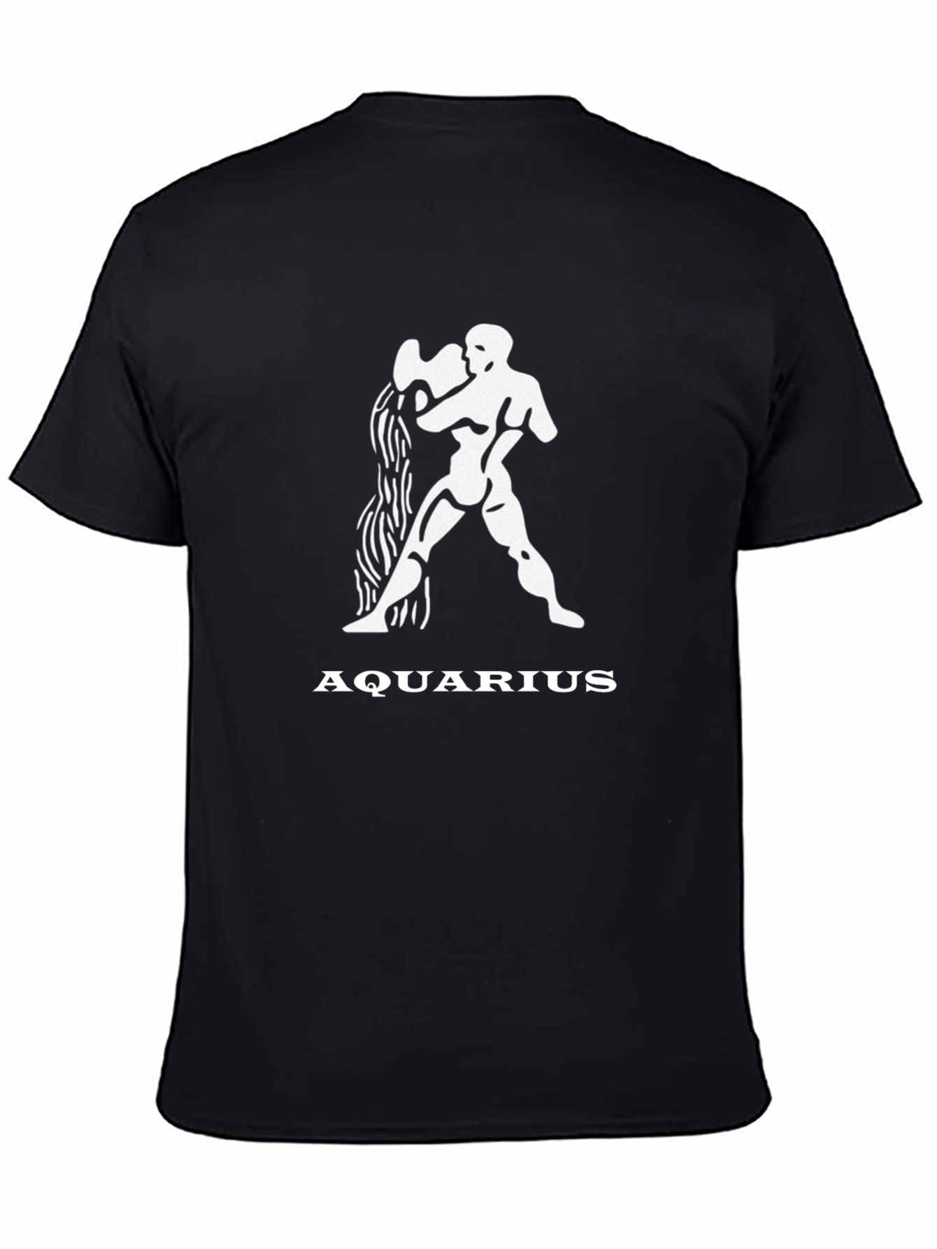 Aquarius Zodiac Graphic Tee - Black Cotton Blend