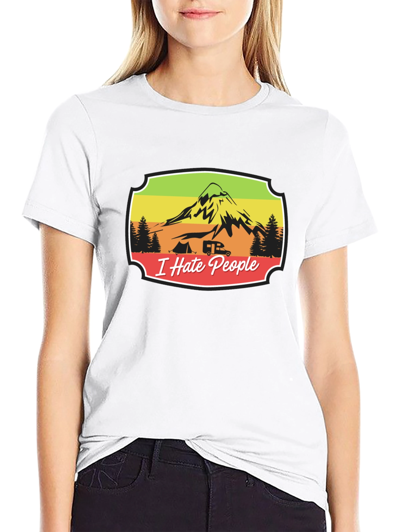 I Hate People T-Shirt Camping Mountain Design