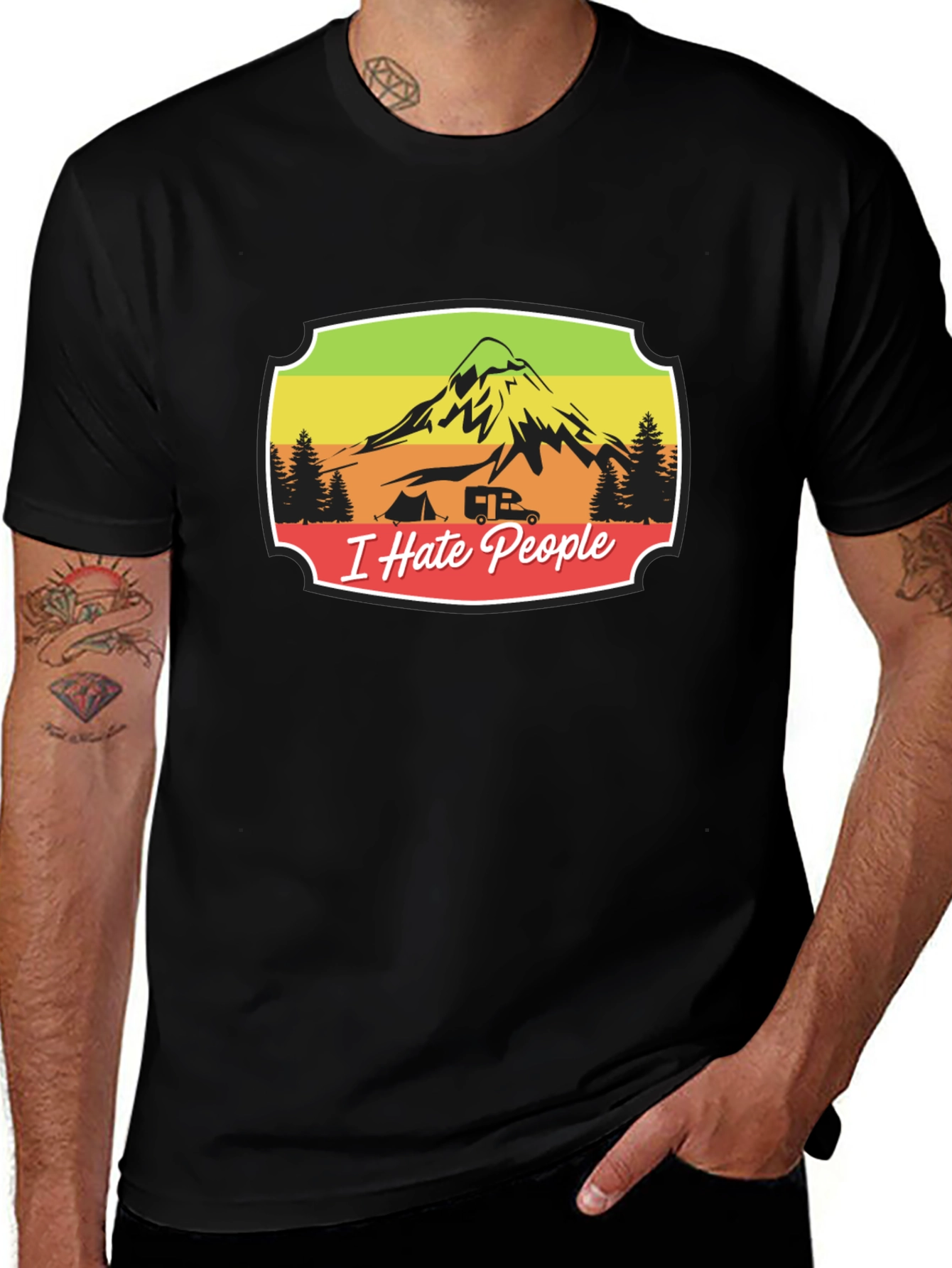 I Hate People T-Shirt Camping Mountain Design
