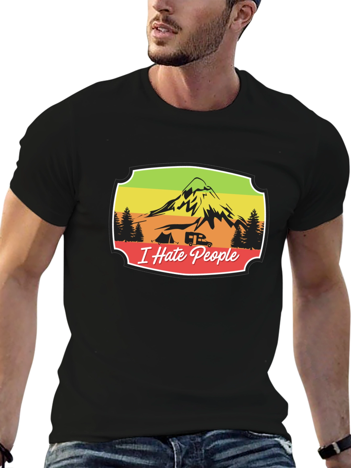 I Hate People T-Shirt Camping Mountain Design