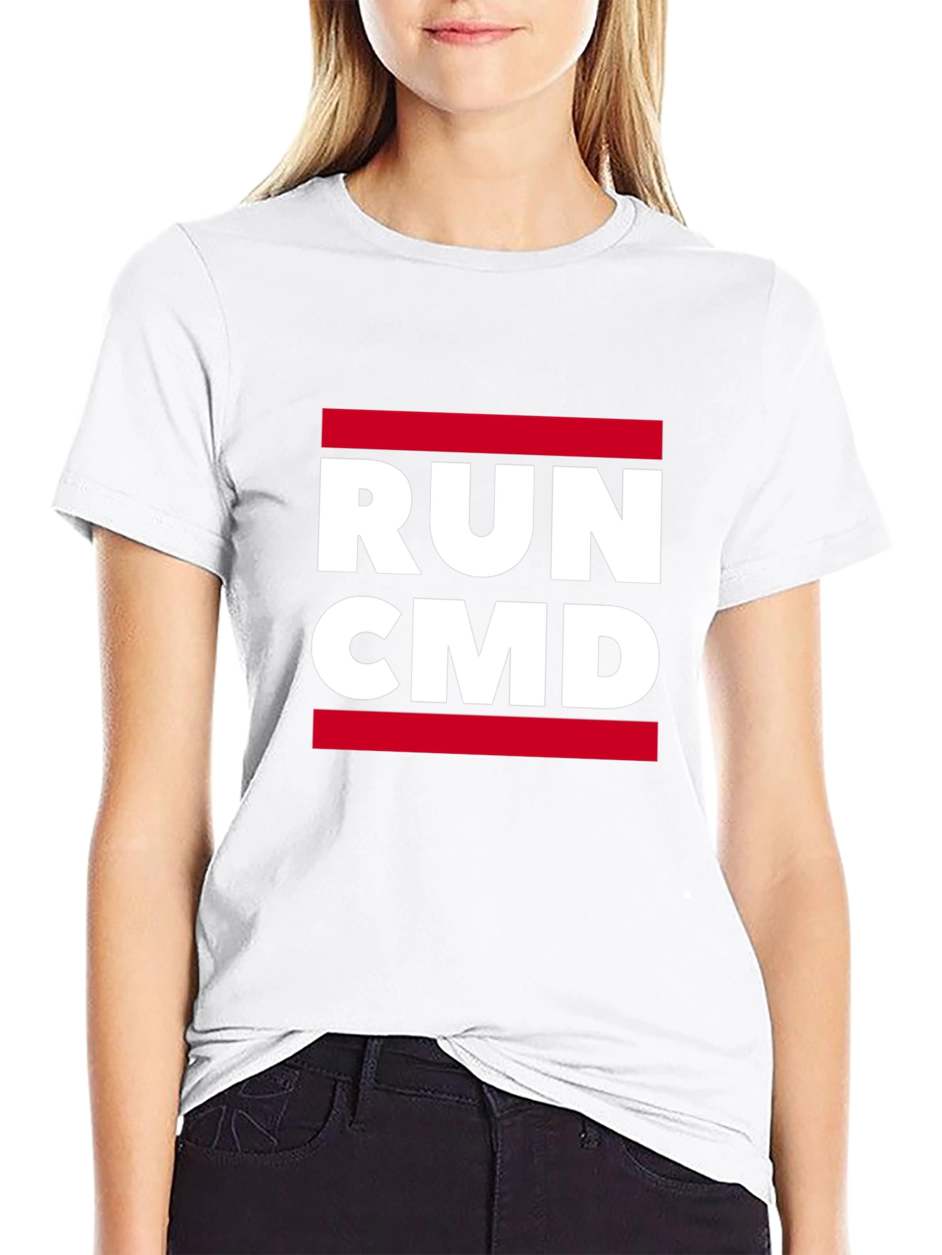 Run CMD Graphic Tee - Black Cotton T-Shirt
