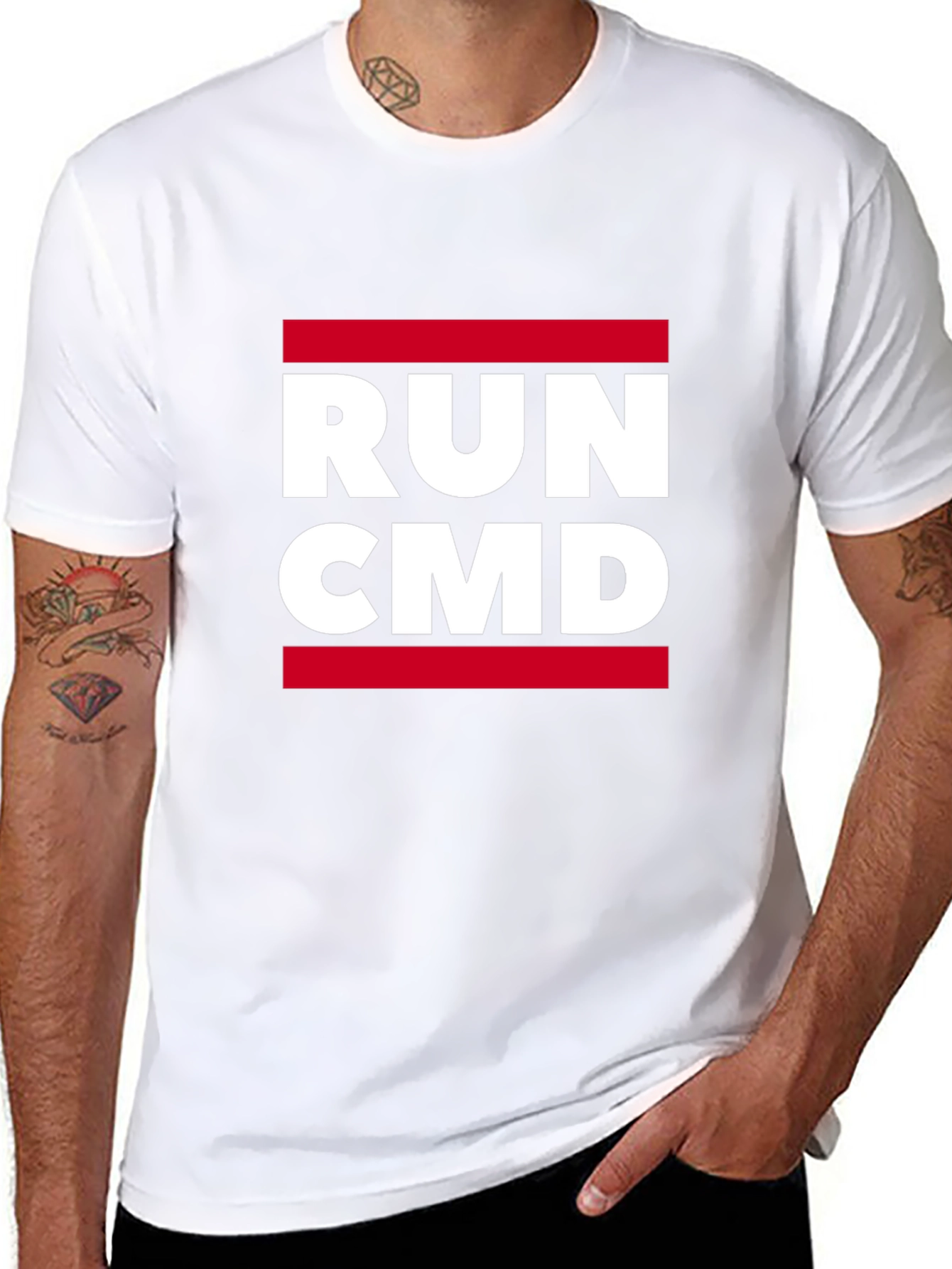 Run CMD Graphic Tee - Black Cotton T-Shirt