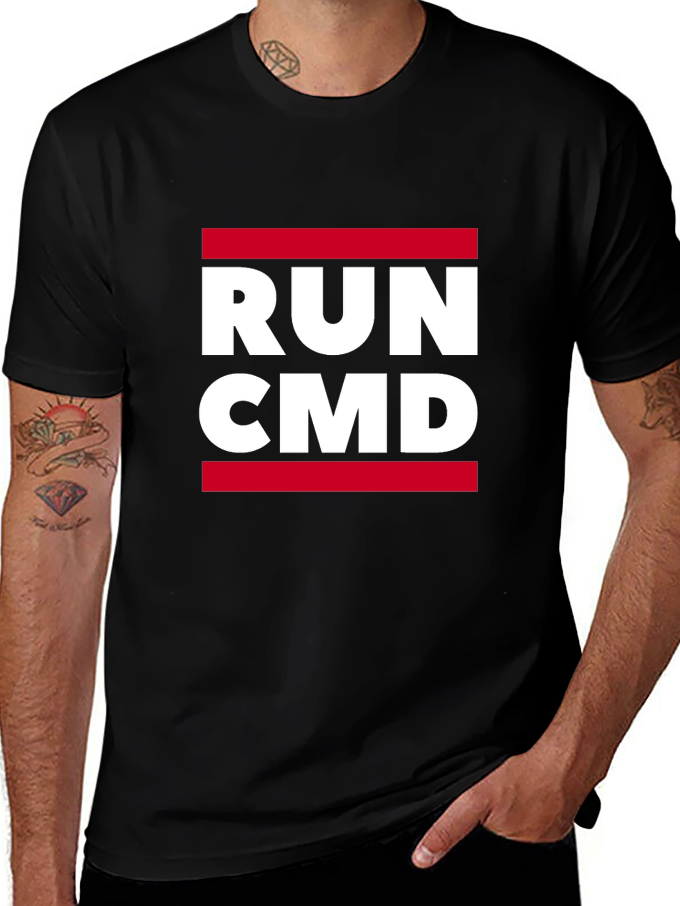 Run CMD Graphic Tee - Black Cotton T-Shirt