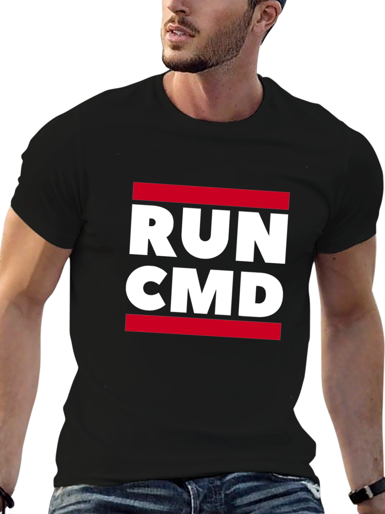 Run CMD Graphic Tee - Black Cotton T-Shirt