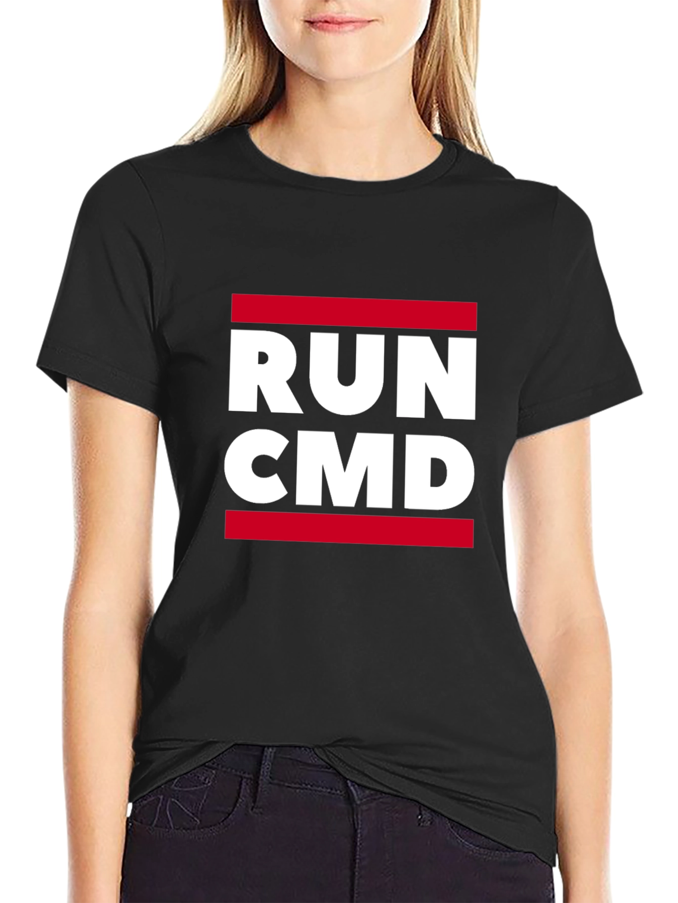 Run CMD Graphic Tee - Black Cotton T-Shirt