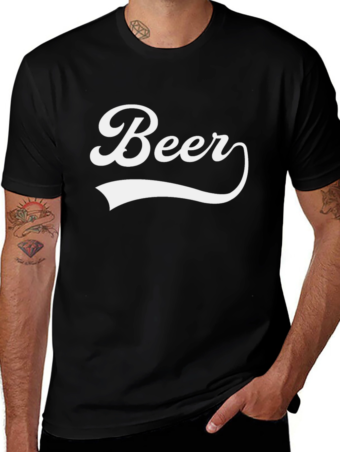 Beer Graphic Tee - Black Casual T-Shirt