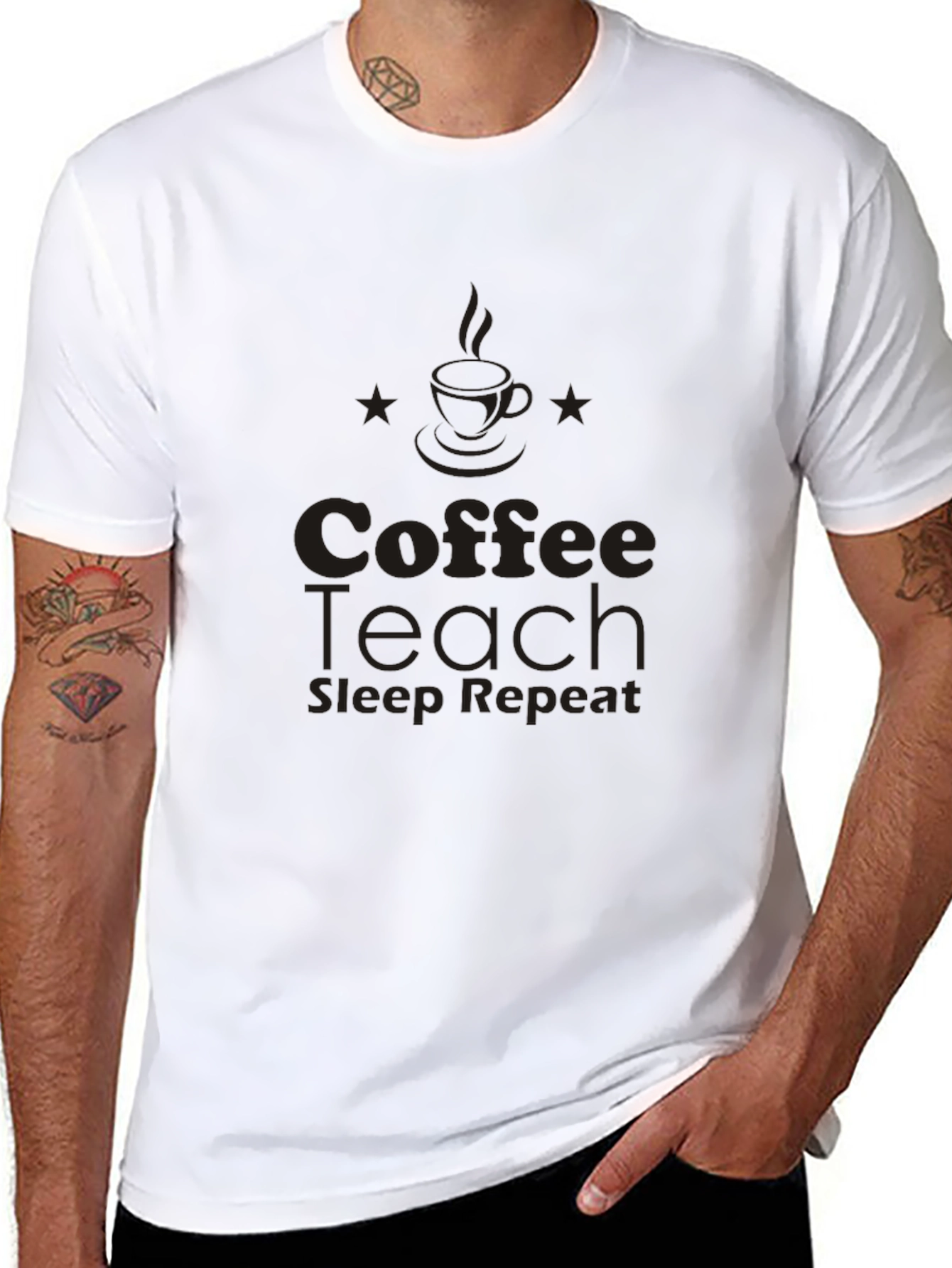 Coffee Teach Sleep Repeat Black T-Shirt