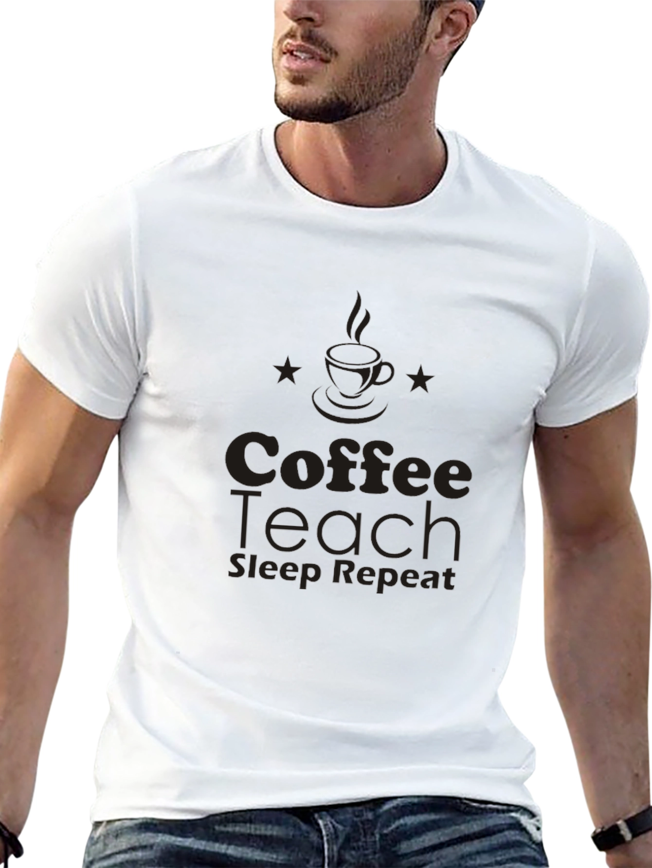 Coffee Teach Sleep Repeat Black T-Shirt