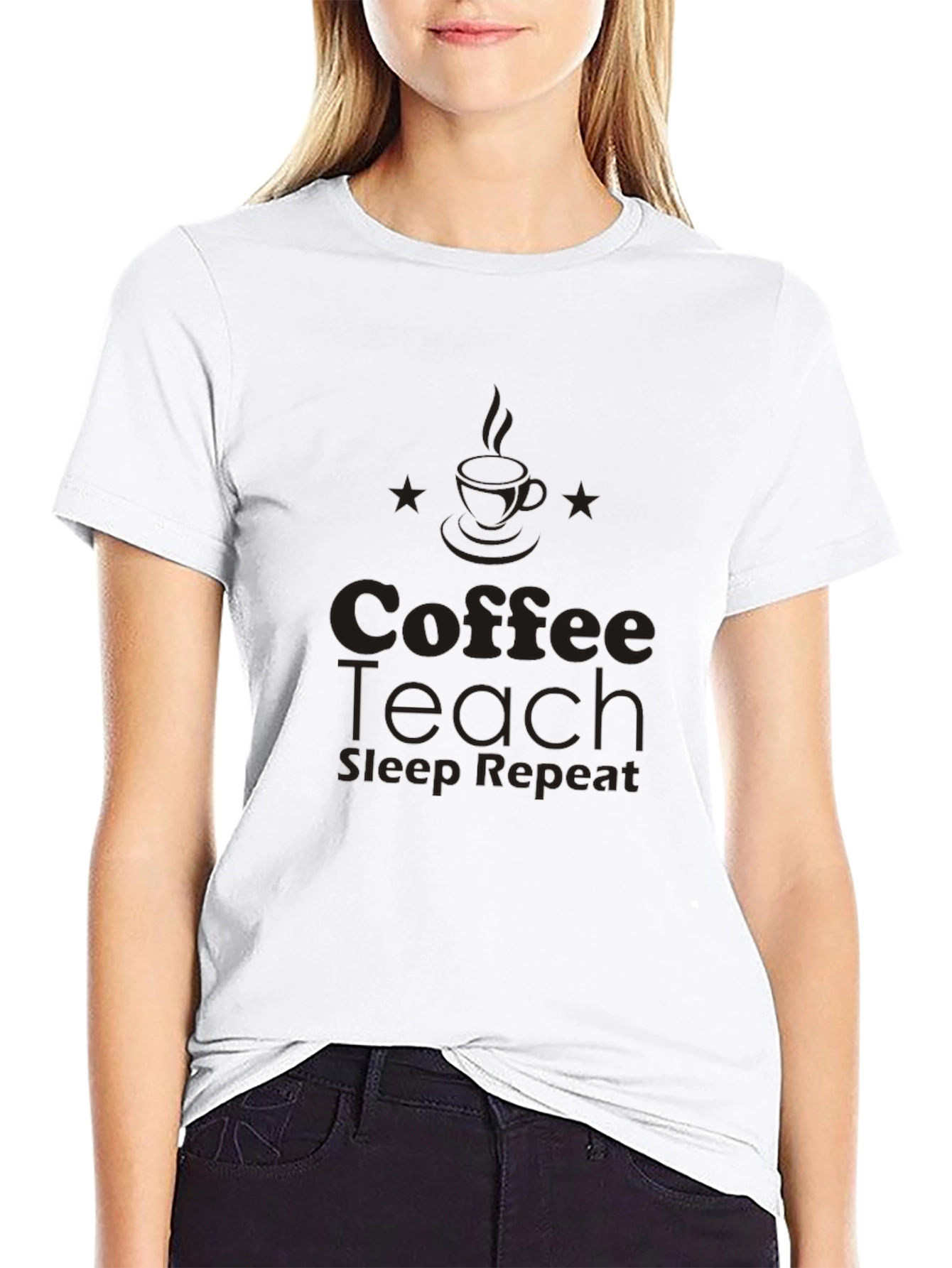 Coffee Teach Sleep Repeat Black T-Shirt
