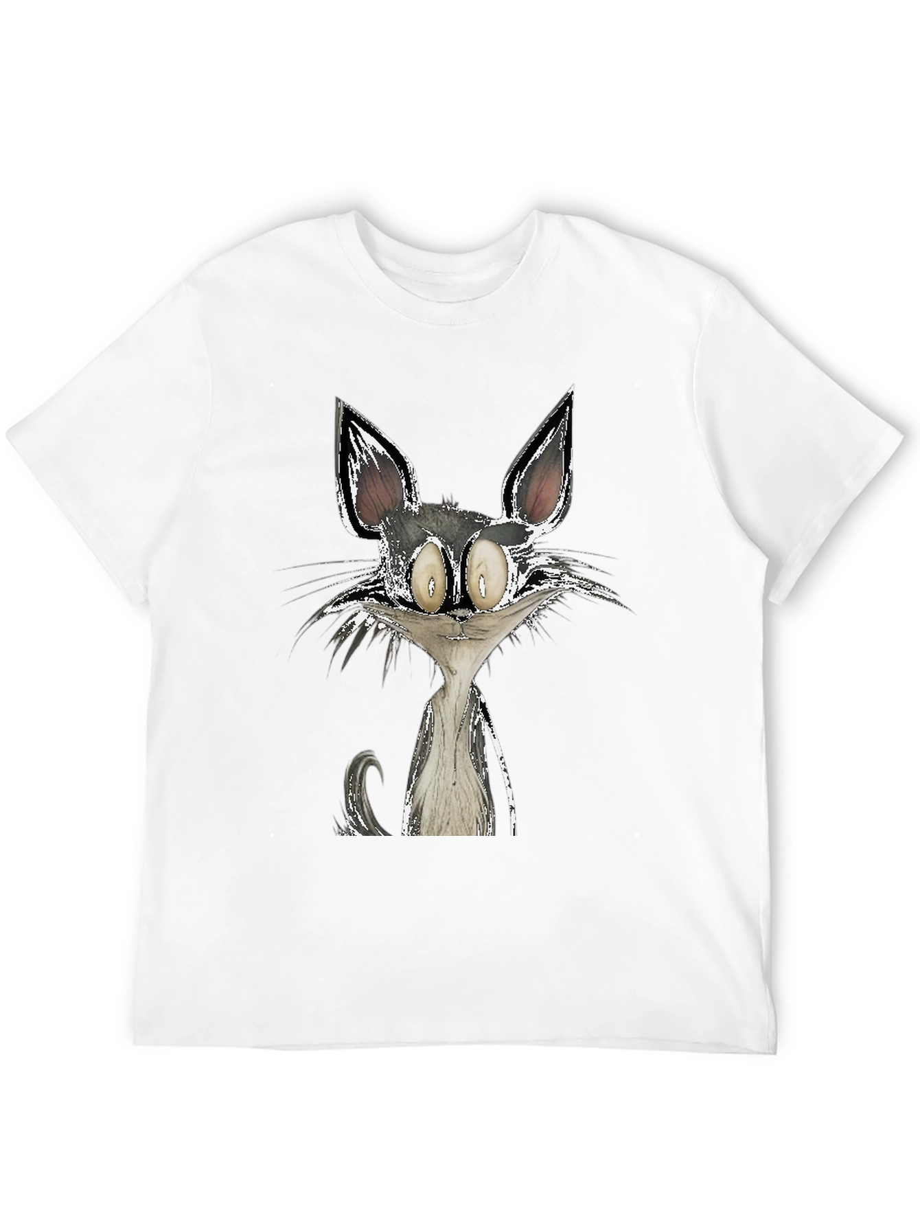 Cartoon Cat Graphic Black T-Shirt